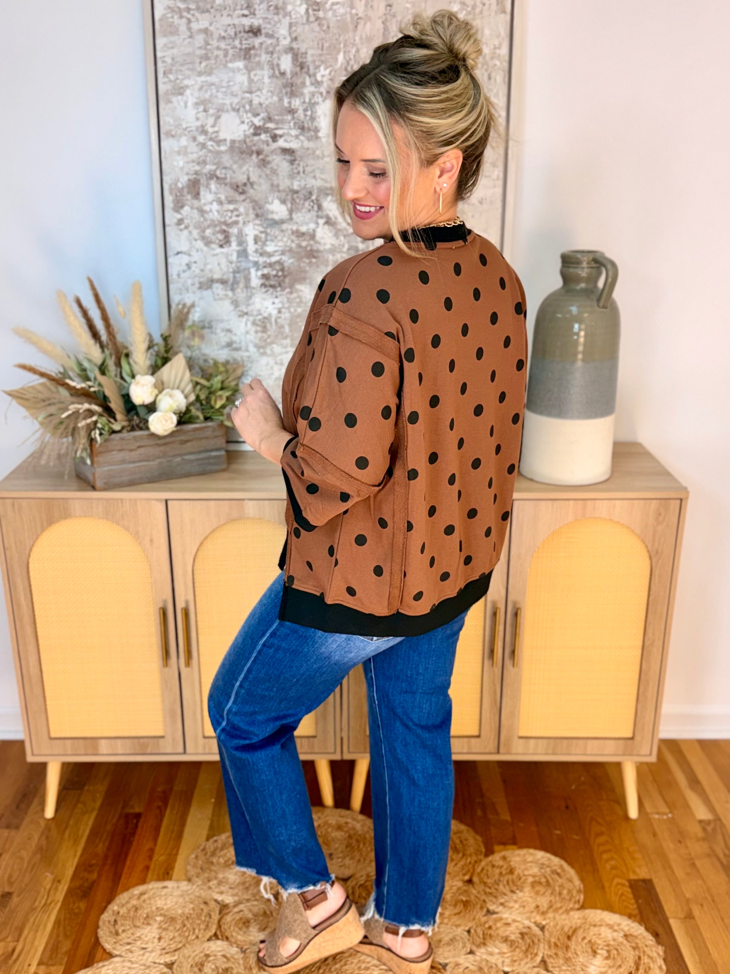 Polka Dot Moment Top-110 Long Sleeve Top-Kori America-The Lovely Closet, Women's Fashion Boutique in Alexandria, KY