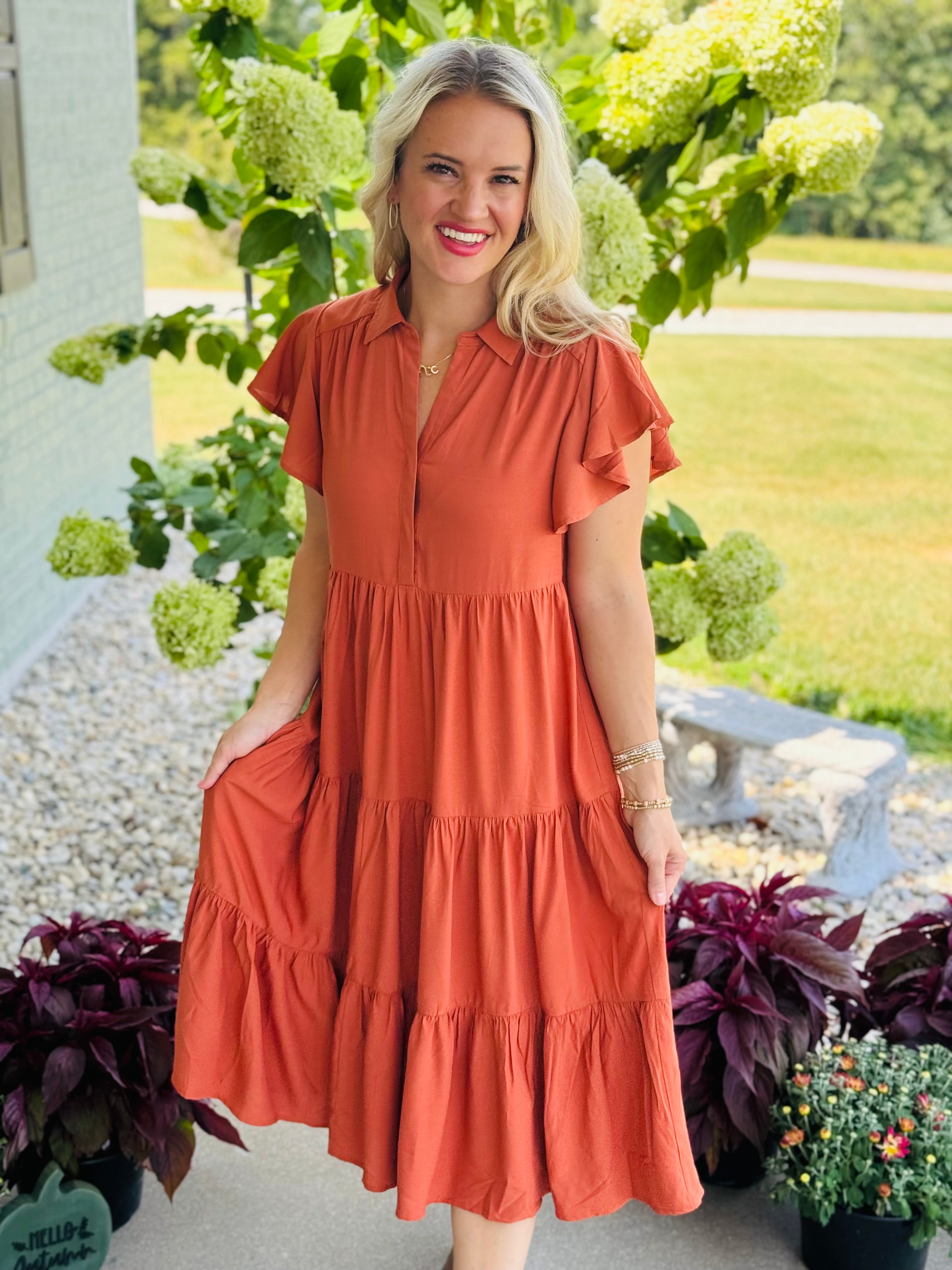 Anticipating Autumn Midi Dress-180 Dresses-The Lovely Closet-The Lovely Closet, Women's Fashion Boutique in Alexandria, KY