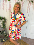 Vibrant Floral Print Dress-180 Dresses-Umgee-The Lovely Closet, Women's Fashion Boutique in Alexandria, KY