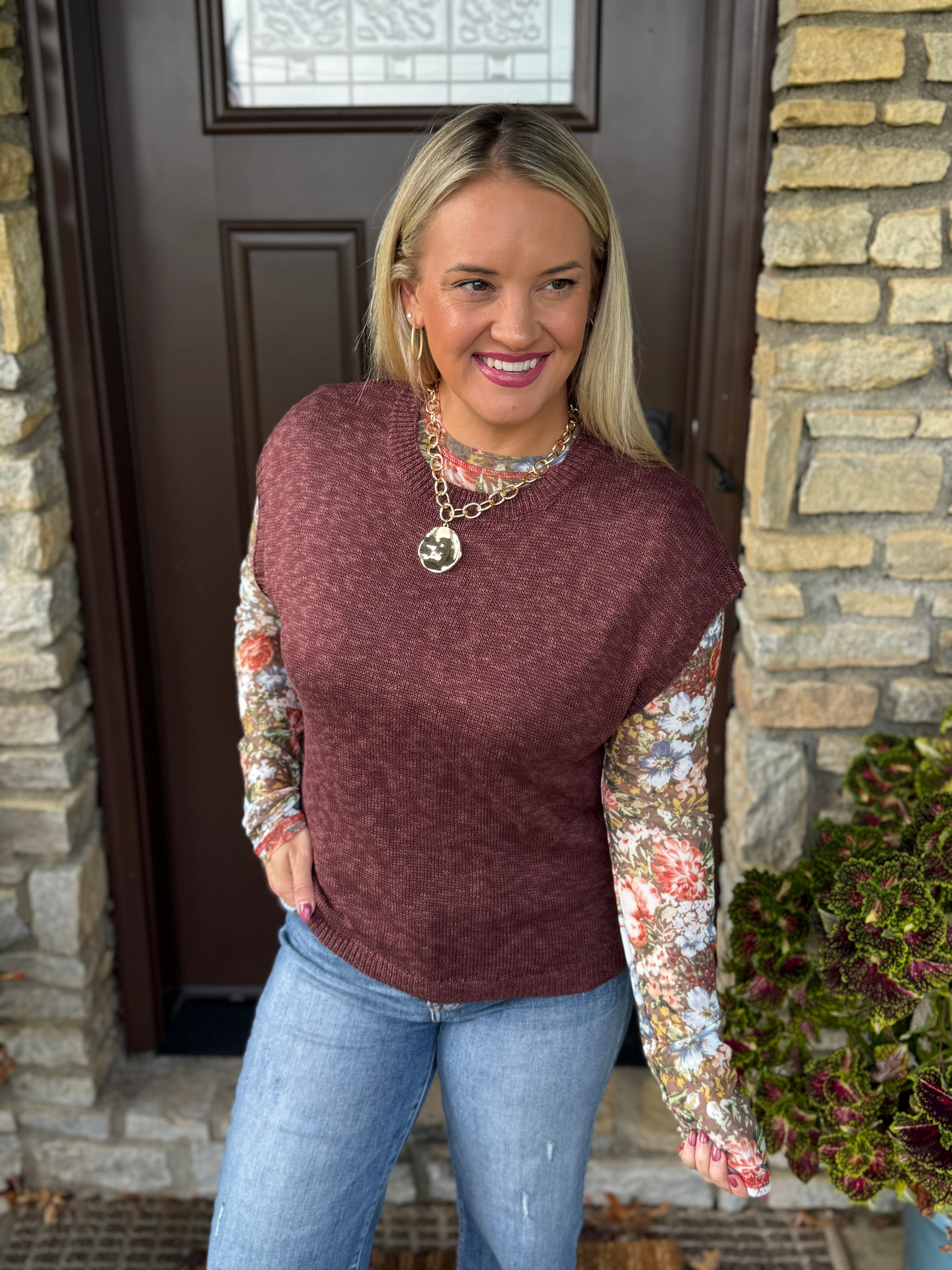 FINAL SALE - Ready for Fall Knit Top - Brown-100 Short Sleeve Tops-La Miel-The Lovely Closet, Women's Fashion Boutique in Alexandria, KY