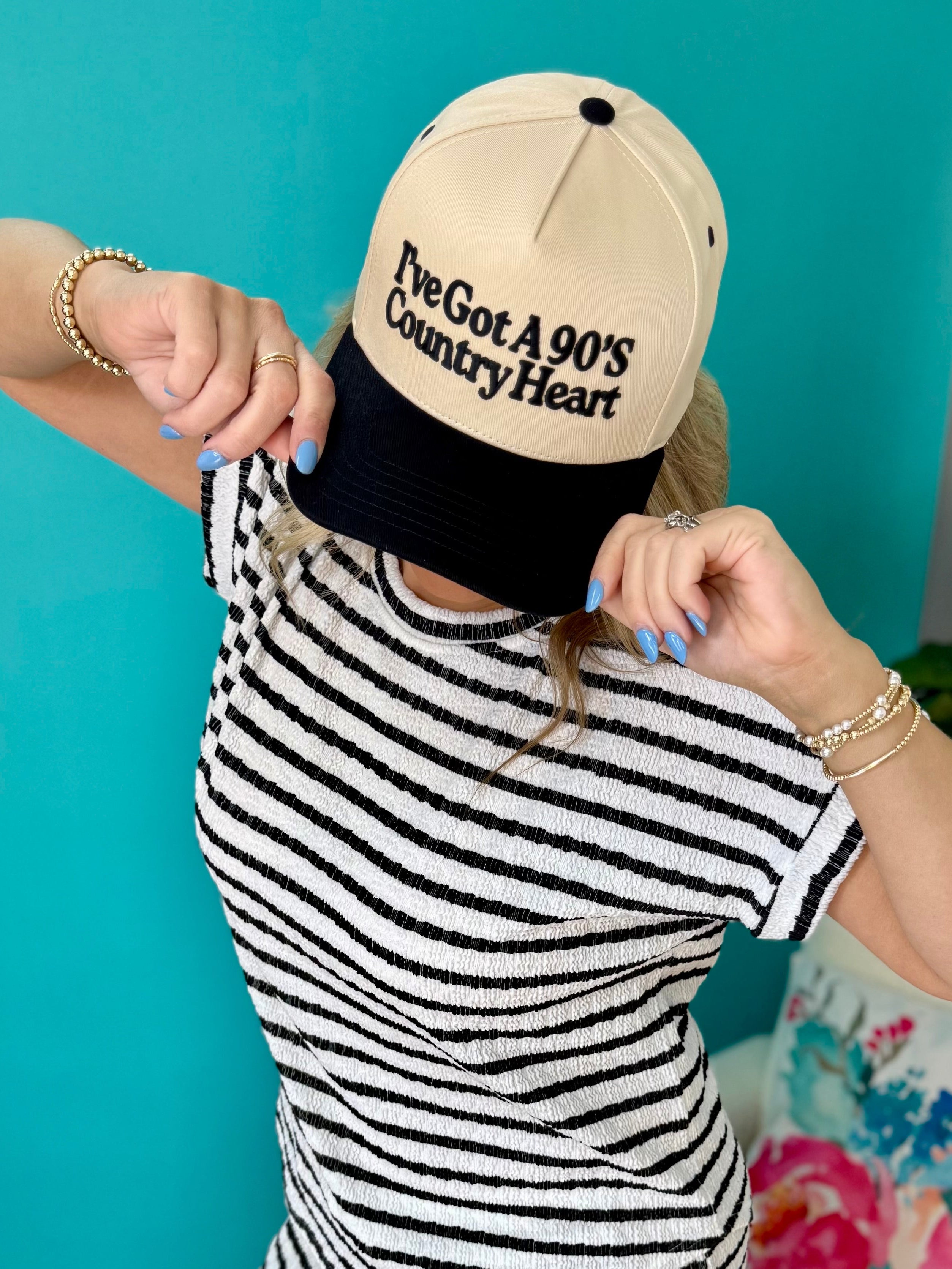 90's Country Heart Embroidered Hat-280 Accessories-judson-The Lovely Closet, Women's Fashion Boutique in Alexandria, KY