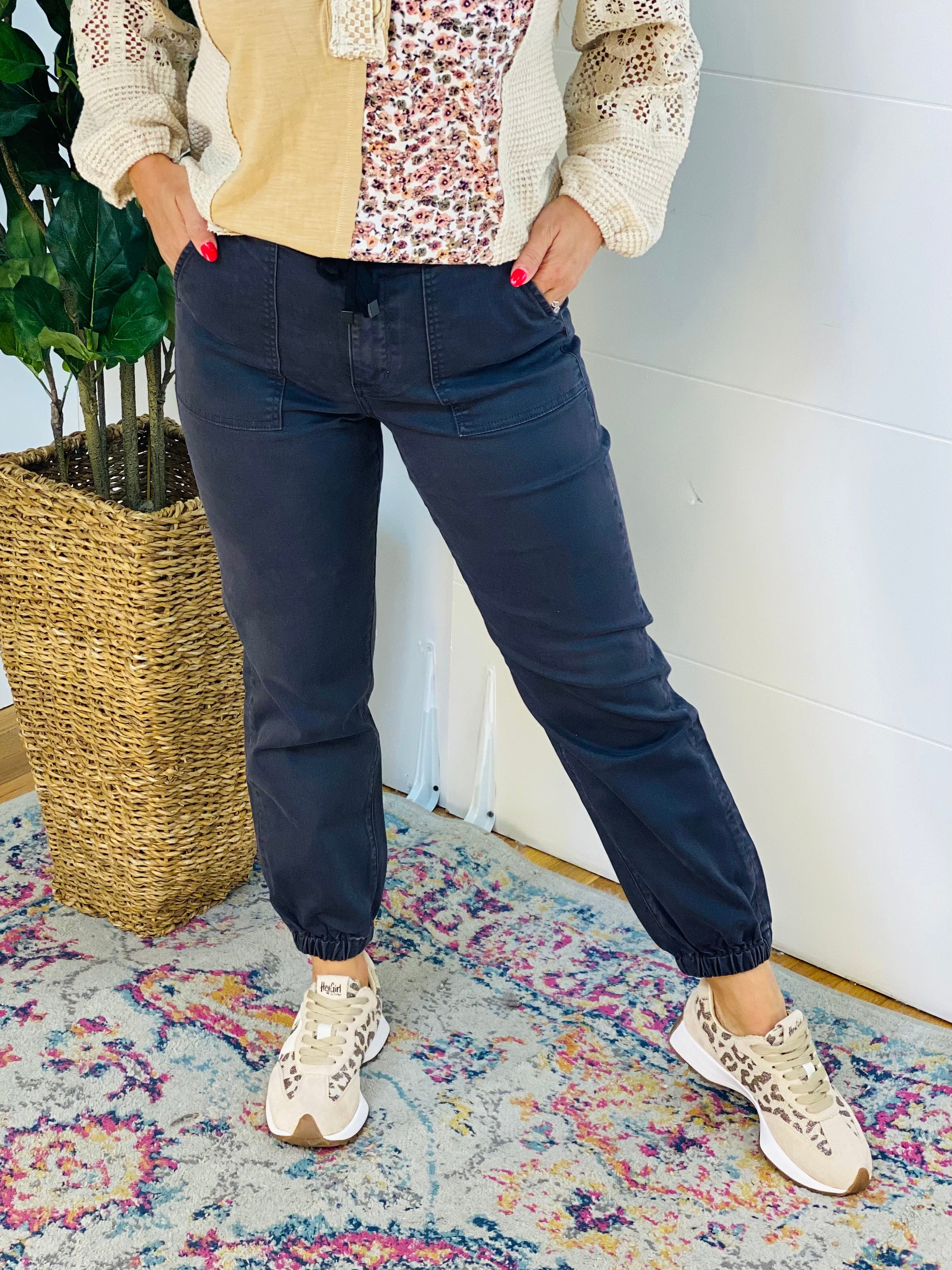 MICA Jogger Pants Charcoal Grey-210 Jeans-Mica Denim-The Lovely Closet, Women's Fashion Boutique in Alexandria, KY