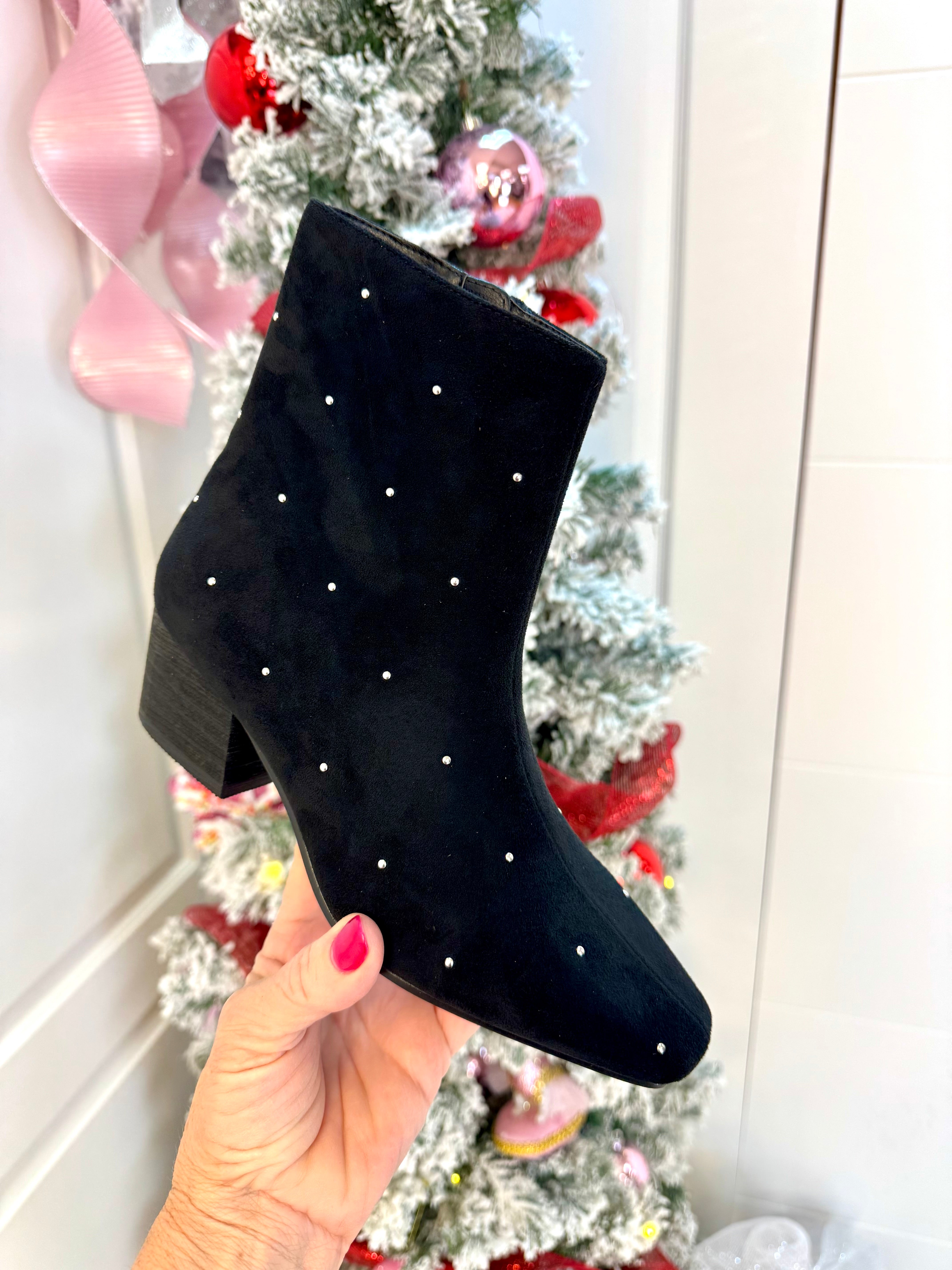 Corkys Such a Tease Black Faux Suede Bootie-270 Shoes-Corkys-The Lovely Closet, Women's Fashion Boutique in Alexandria, KY