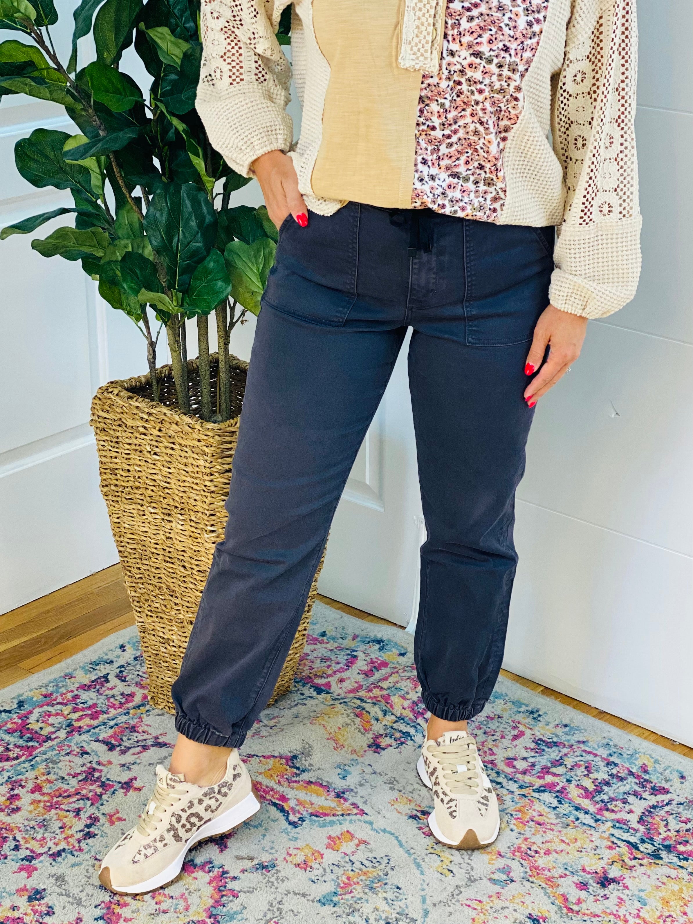 MICA Jogger Pants Charcoal Grey-210 Jeans-Mica Denim-The Lovely Closet, Women's Fashion Boutique in Alexandria, KY