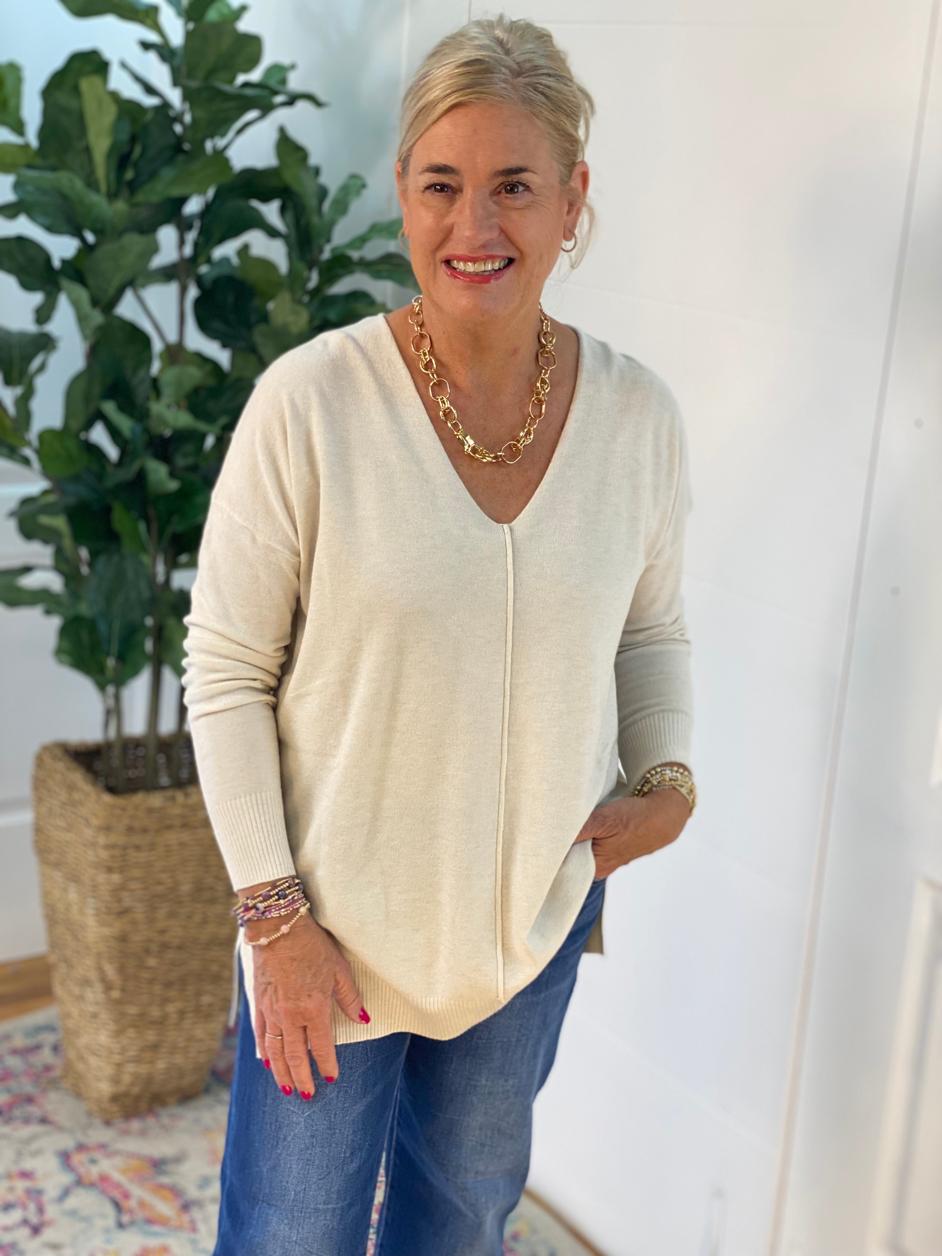 Dream Sweater - Sand Beige-140 Sweaters-zenana-The Lovely Closet, Women's Fashion Boutique in Alexandria, KY