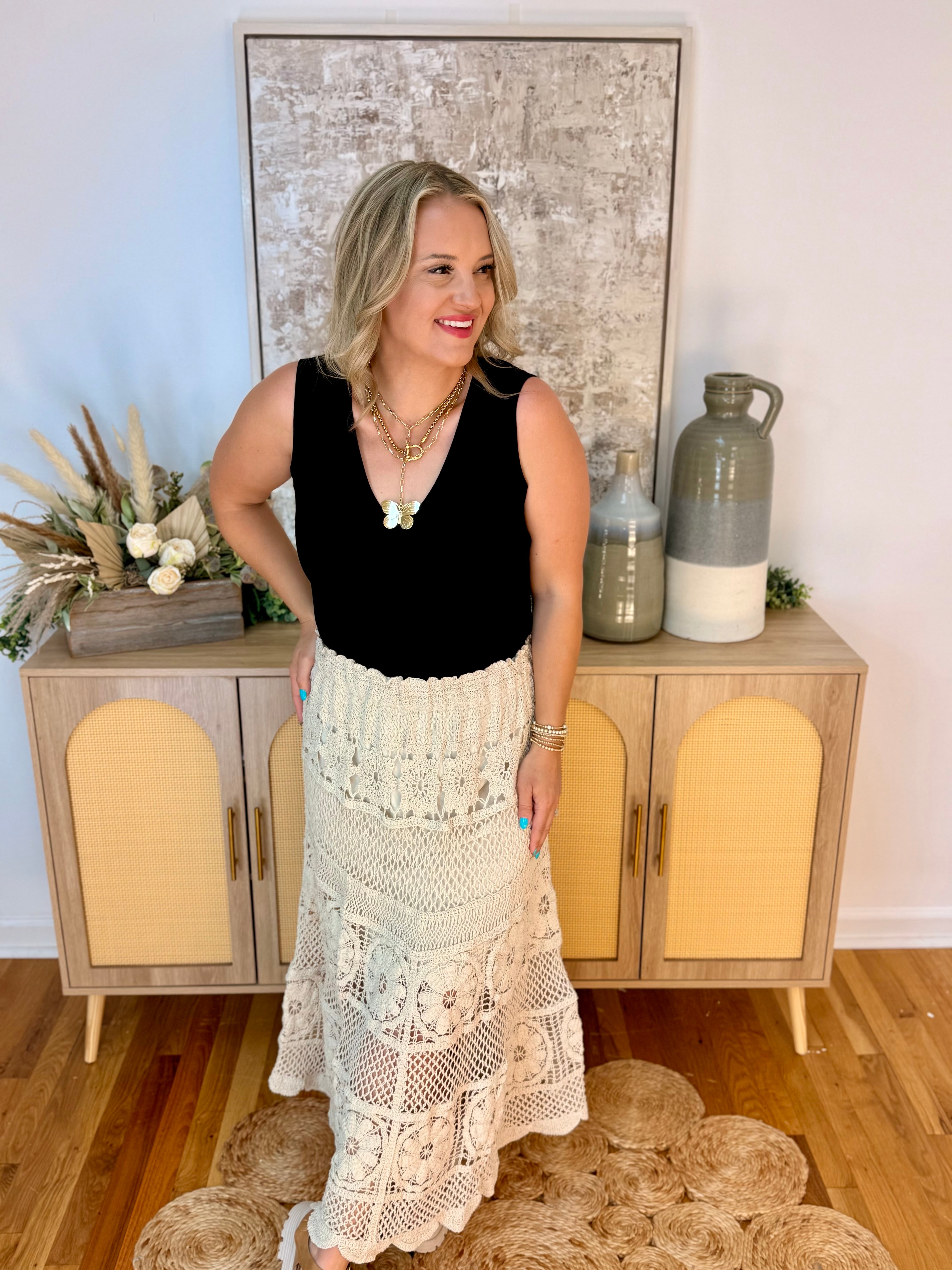 Sandy Toes Midi Skirt-230 Skirts/Shorts-Doe and Rae-The Lovely Closet, Women's Fashion Boutique in Alexandria, KY