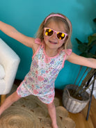 Girls Pink Floral Sleeveless Top/Shorts Set-360 Carolines Closet-Rylee Faith Designs-The Lovely Closet, Women's Fashion Boutique in Alexandria, KY