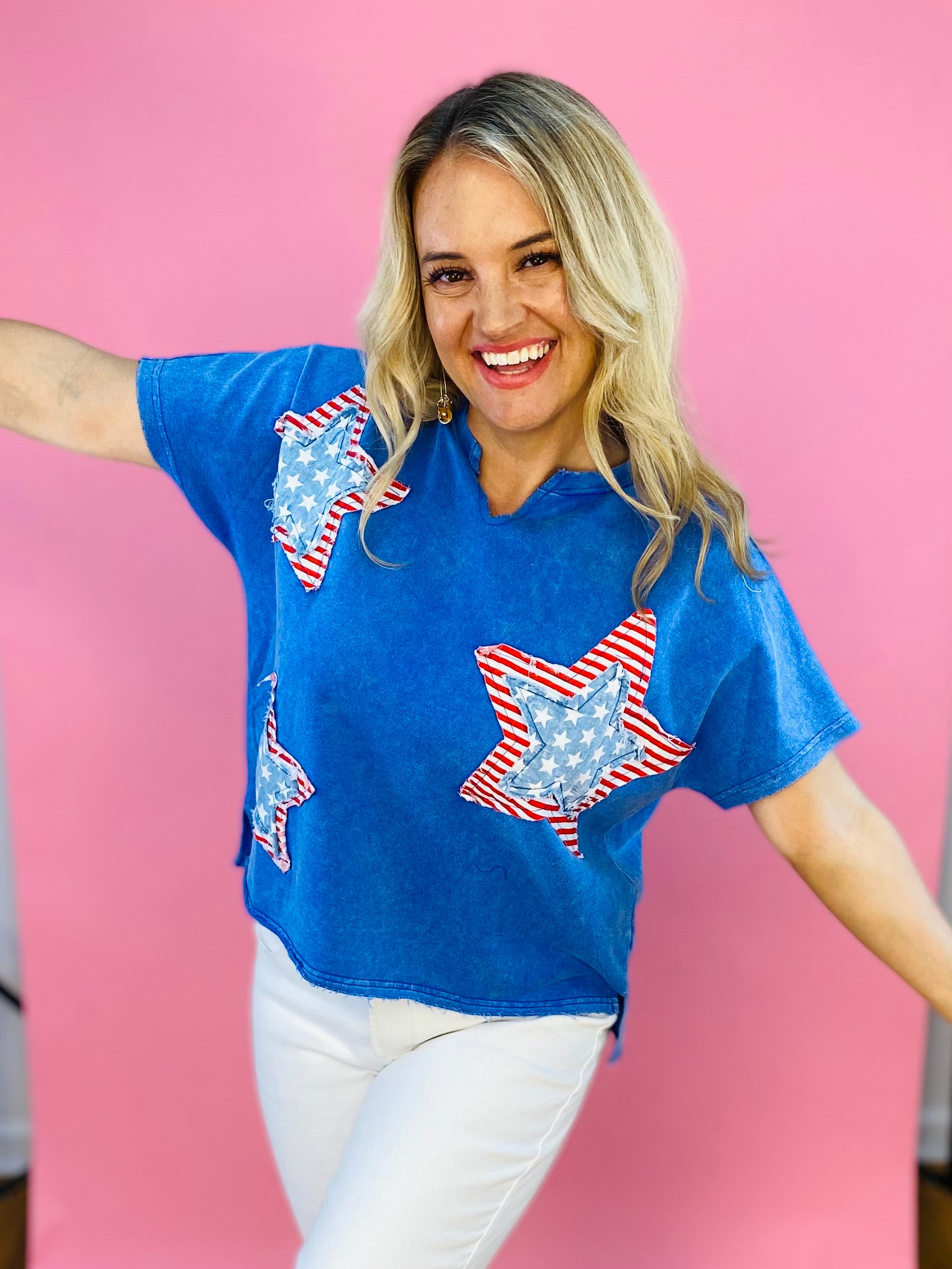 Stars & Stripes Short Sleeve Top-100 Short Sleeve Tops-Anniewear-The Lovely Closet, Women's Fashion Boutique in Alexandria, KY