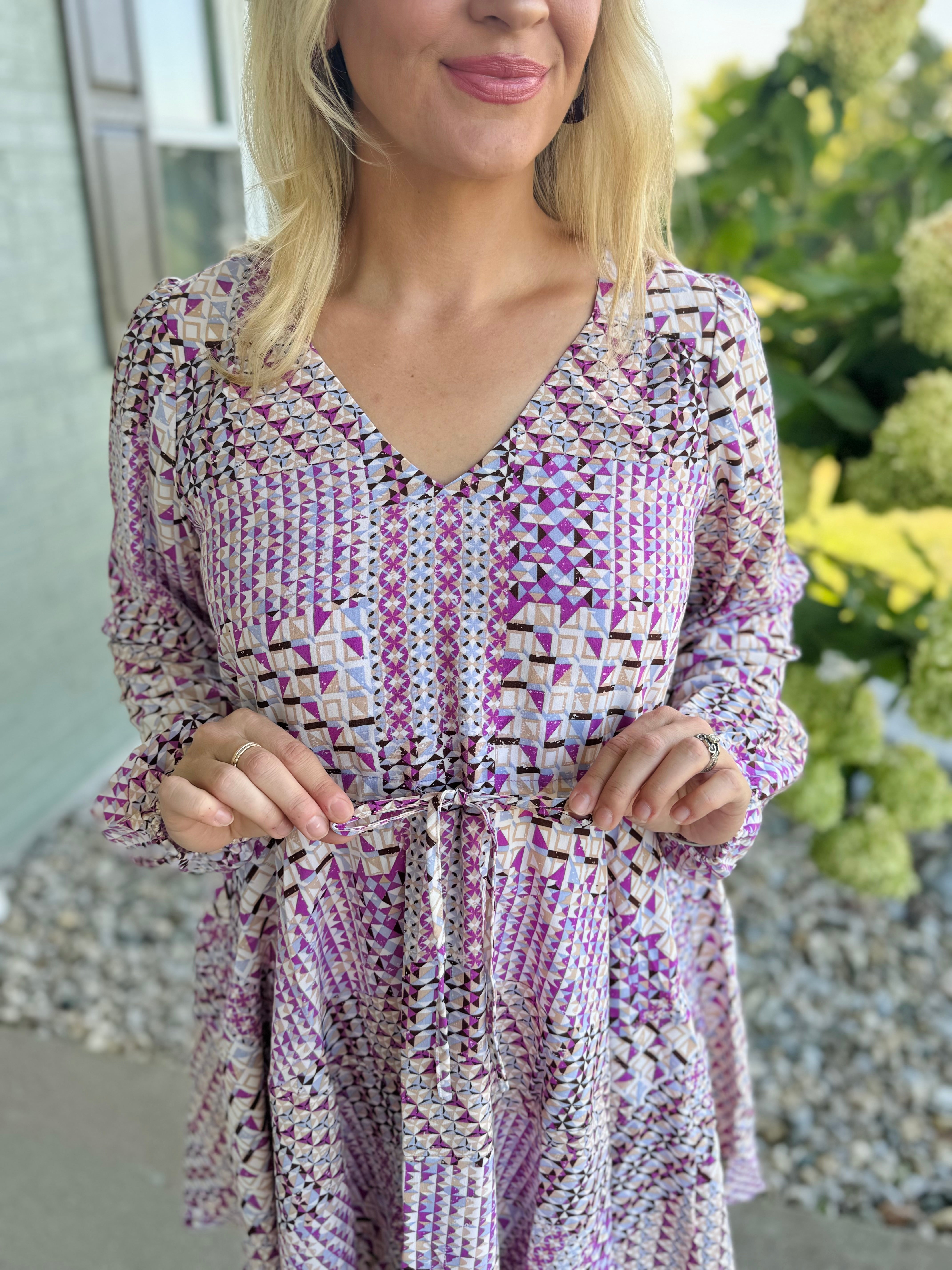 FINAL SALE Lavender Print Dress-180 Dresses-The Lovely Closet-The Lovely Closet, Women's Fashion Boutique in Alexandria, KY