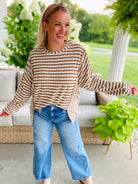 Driftwood Striped Top - Camel-110 Long Sleeve Top-bibi-The Lovely Closet, Women's Fashion Boutique in Alexandria, KY