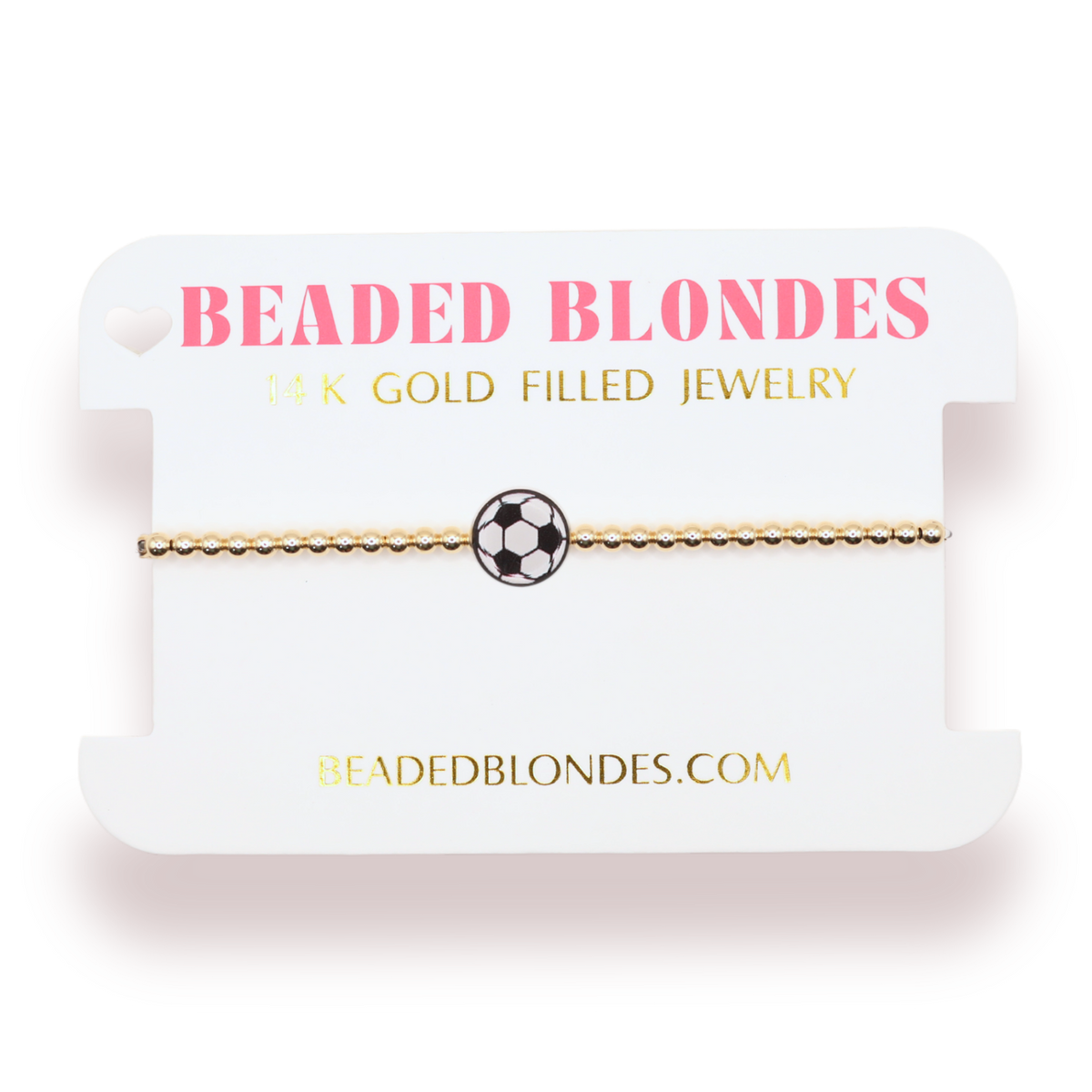 Soccer Ball Bracelet on Gold: Gold / Extended 7.25 inch-bracelet-Beaded Blondes-The Lovely Closet, Women's Fashion Boutique in Alexandria, KY