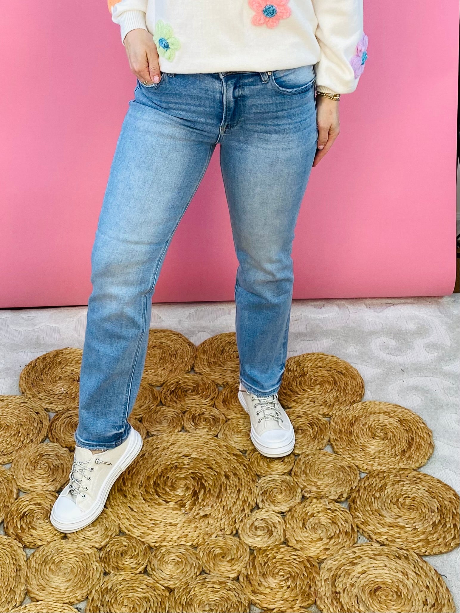 FINAL SALE RISEN - Mid Rise Ankle Slim Straight Medium Wash-210 Jeans-Risen-The Lovely Closet, Women's Fashion Boutique in Alexandria, KY