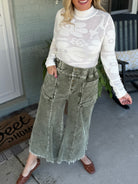 Autumn Glow Corduroy Cropped Pants - Olive-240 Pants-Anniewear-The Lovely Closet, Women's Fashion Boutique in Alexandria, KY