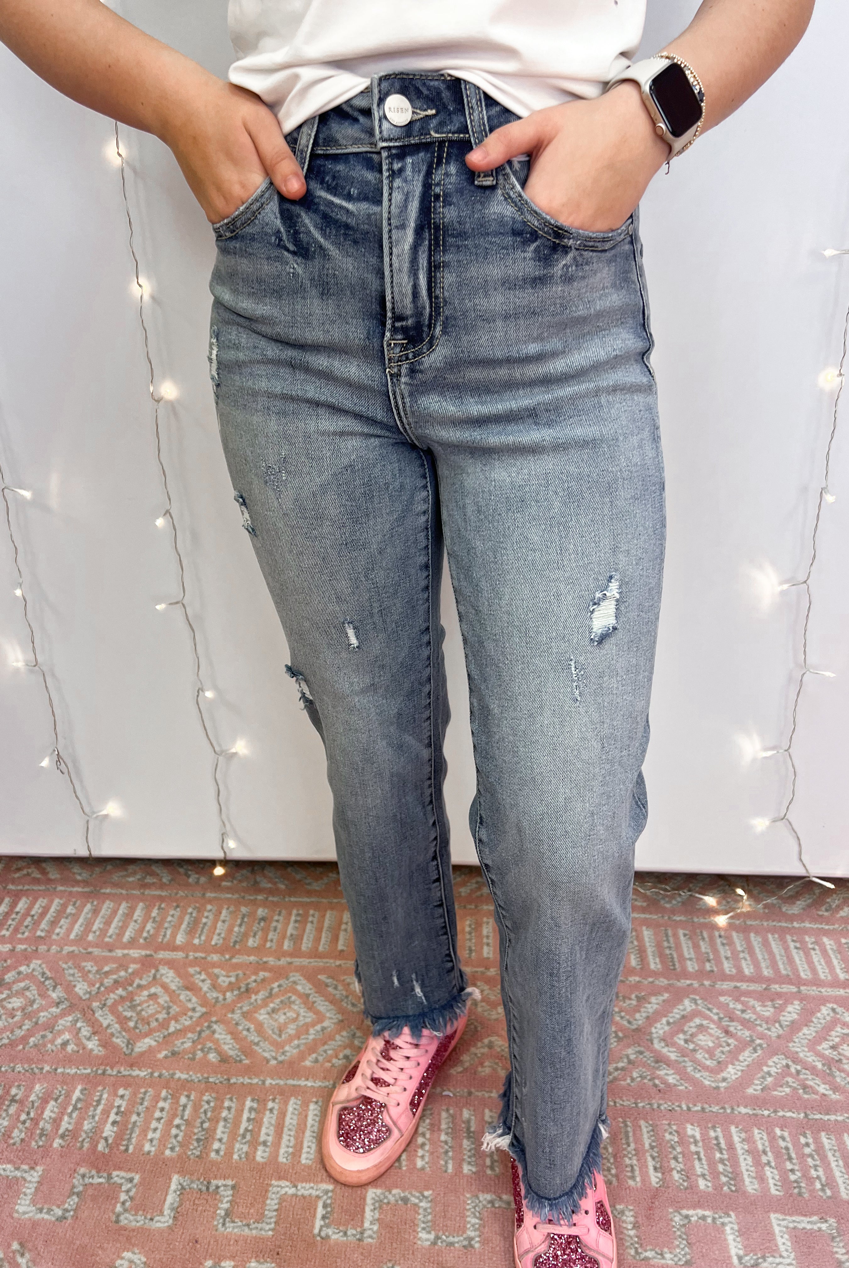 RISEN - High Rise Straight Jeans-Jeans-Risen-The Lovely Closet, Women's Fashion Boutique in Alexandria, KY