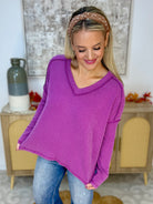Autumn Days Ribbed Top - Plum-110 Long Sleeve Top-zenana-The Lovely Closet, Women's Fashion Boutique in Alexandria, KY
