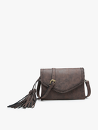 FINAL SALE Sloane Suede Flapover Whipstitch Crossbody: Dark Brown-290 Bag/Handbags-Jen & Co.-The Lovely Closet, Women's Fashion Boutique in Alexandria, KY
