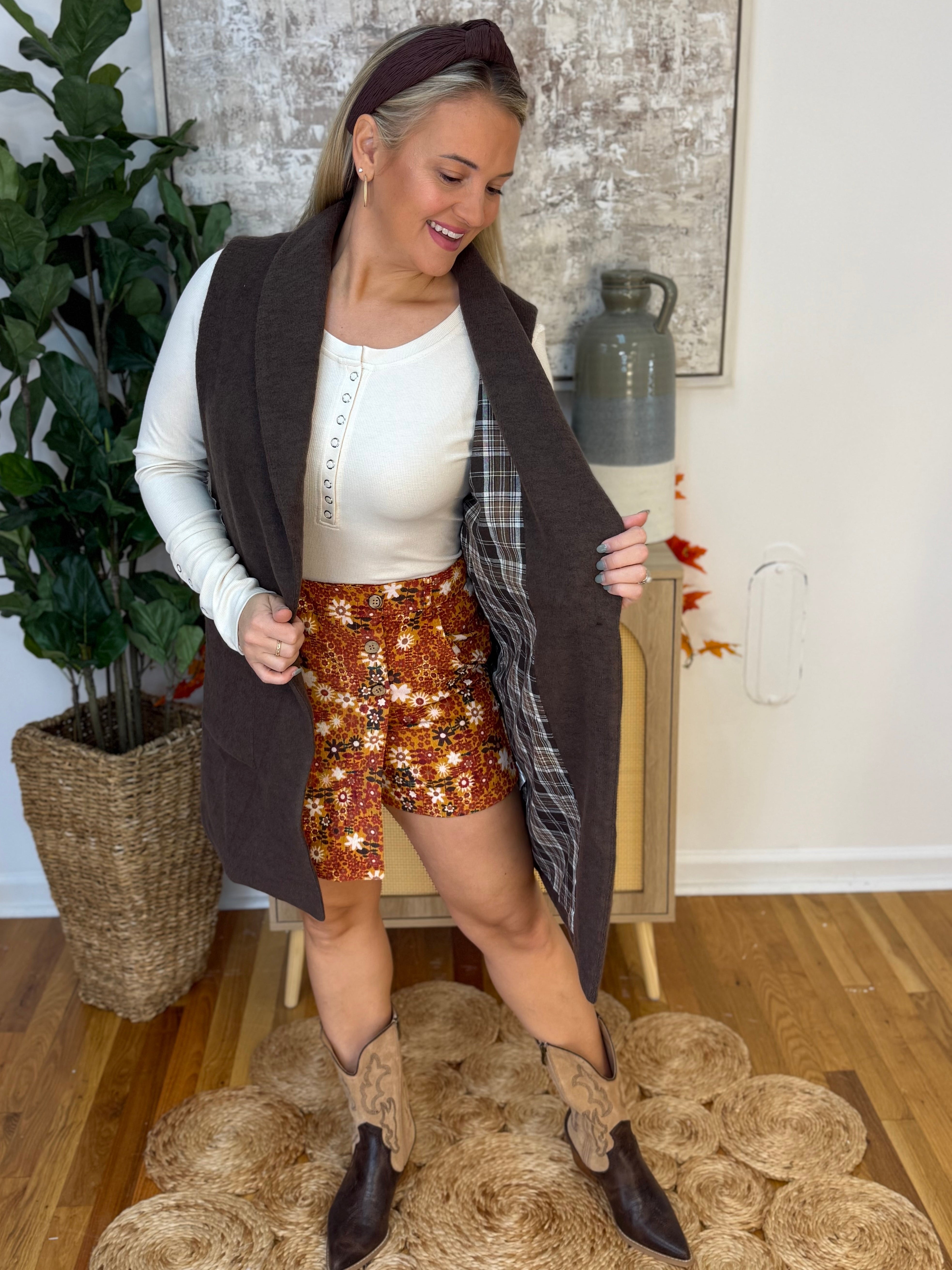 Brushed Long Vest-170 Jackets/Outerwear-Anniewear-The Lovely Closet, Women's Fashion Boutique in Alexandria, KY