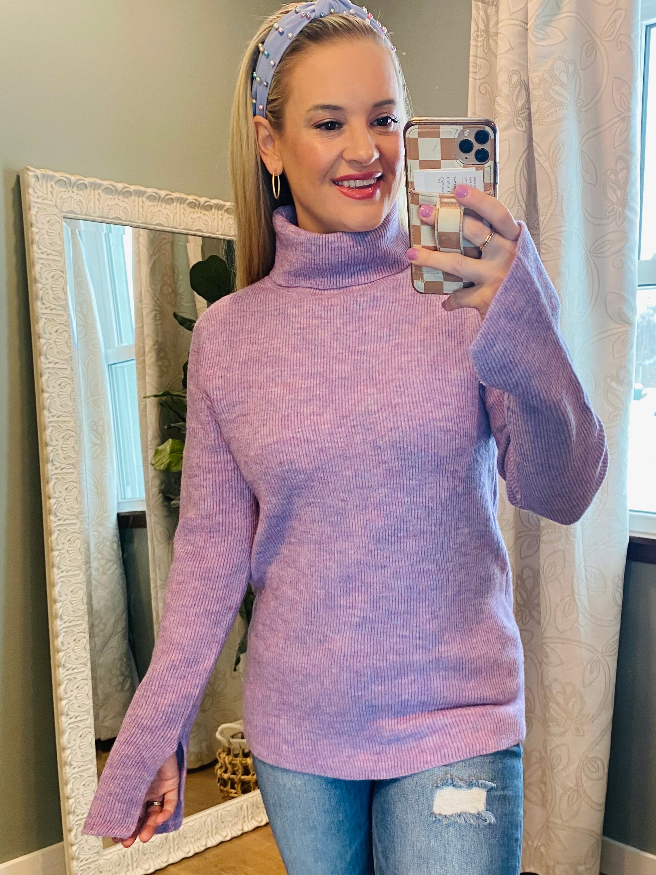 Lilac Rose Sweater-140 Sweaters-easel-The Lovely Closet, Women's Fashion Boutique in Alexandria, KY