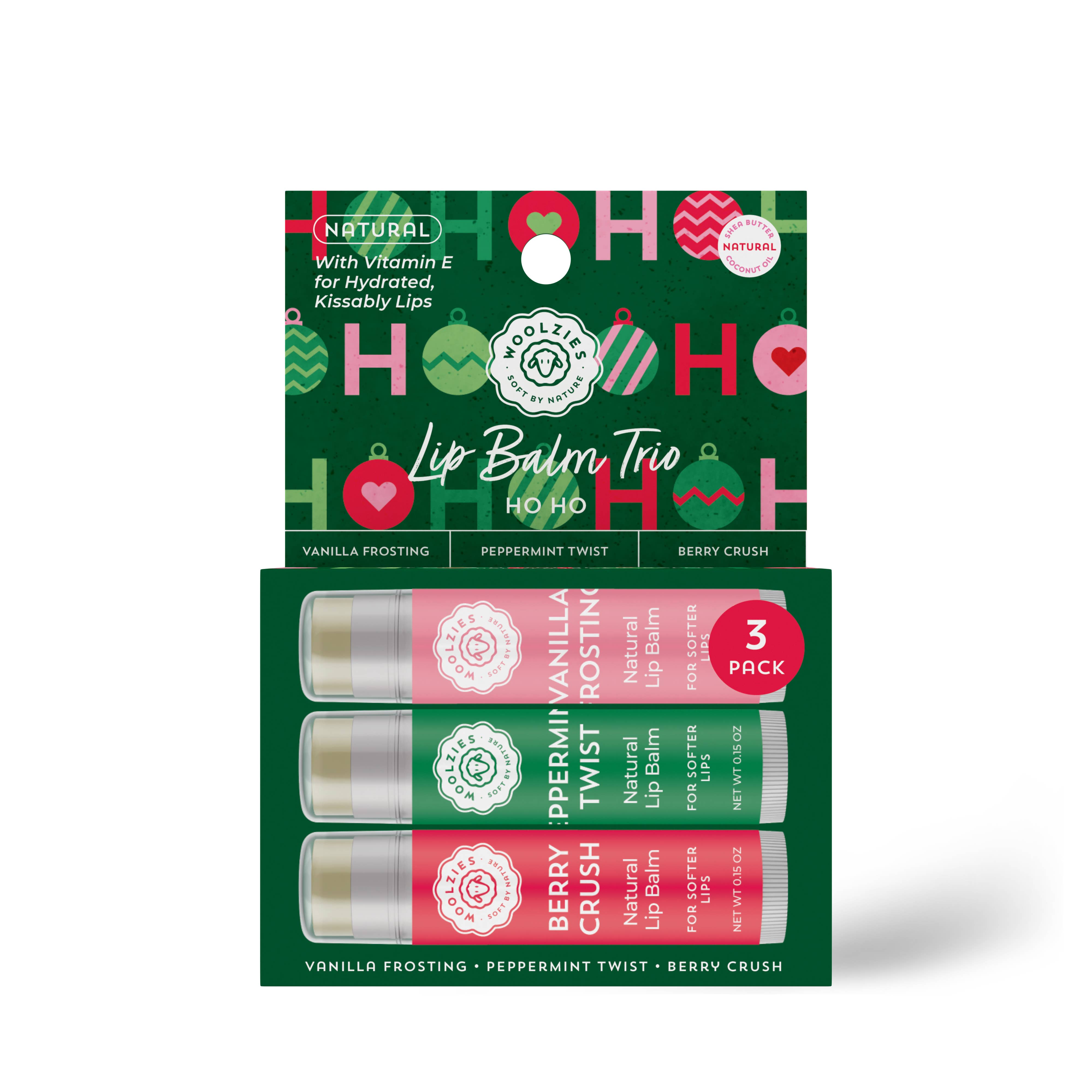 Natural Shea Butter Lip Balm Trio – HO HO Holiday-350 Holiday-Woolzies-The Lovely Closet, Women's Fashion Boutique in Alexandria, KY