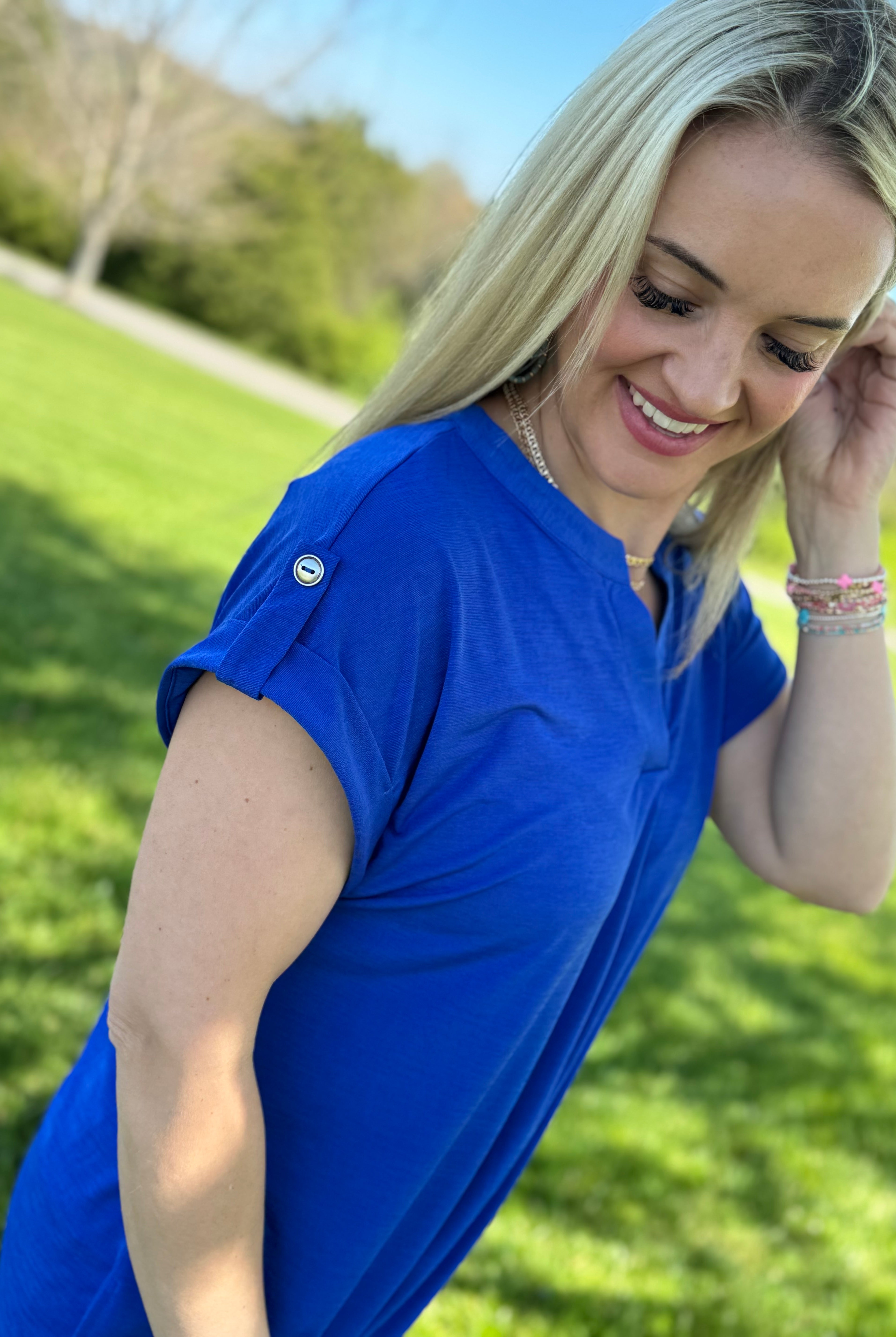 Bright & Beautiful Short Sleeve Top - Royal Blue-Tops-The Lovely Closet-The Lovely Closet, Women's Fashion Boutique in Alexandria, KY