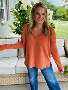 Autumn Days Ribbed Top - Pumpkin-110 Long Sleeve Top-zenana-The Lovely Closet, Women's Fashion Boutique in Alexandria, KY