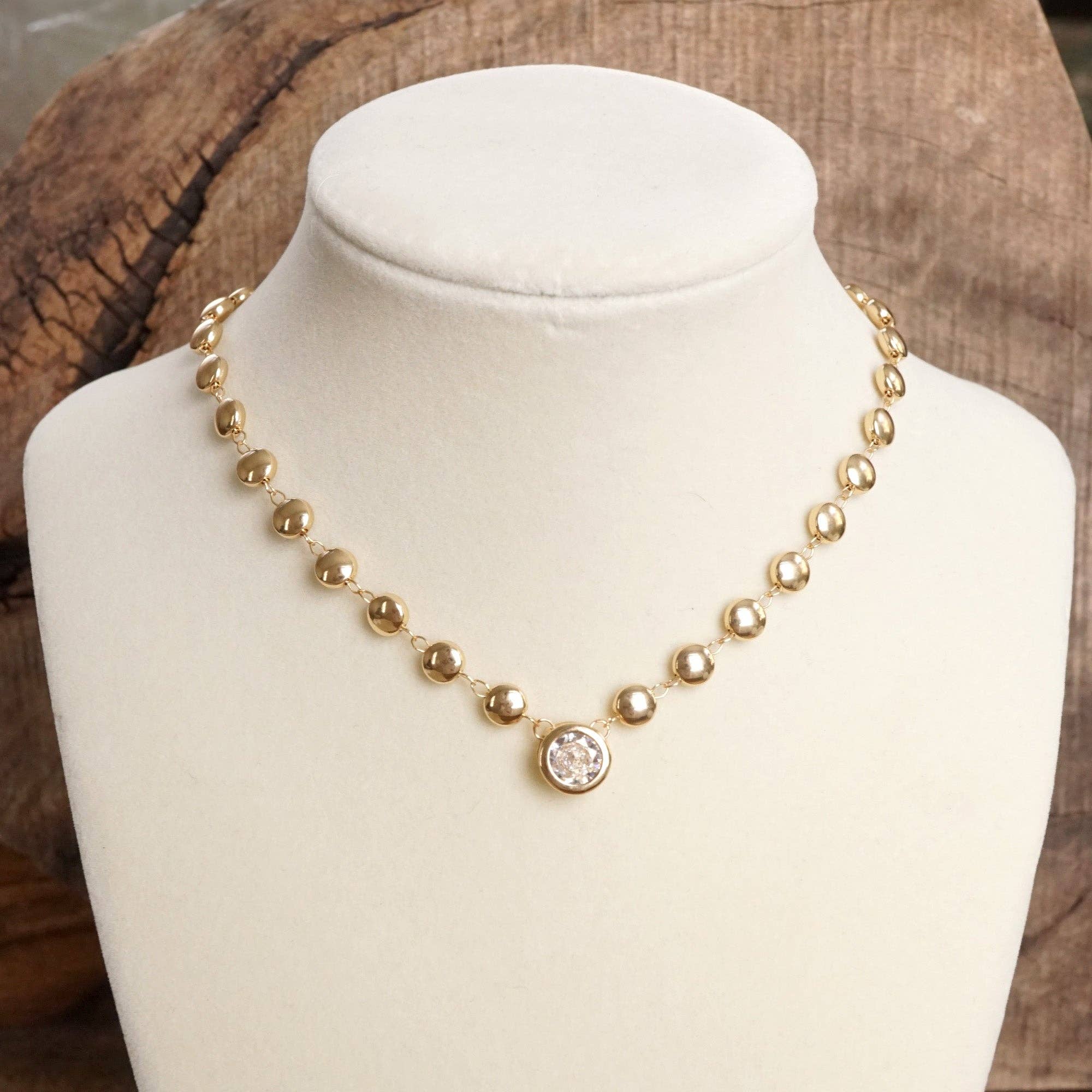 Crystal Pendant Necklace - Gold-250 Jewelry-PennyLine inc-The Lovely Closet, Women's Fashion Boutique in Alexandria, KY