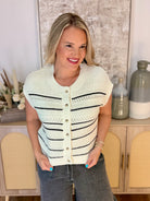 Never Better Button Down Sweater Tank-120 Sleeveless Tops-Blu Pepper-The Lovely Closet, Women's Fashion Boutique in Alexandria, KY