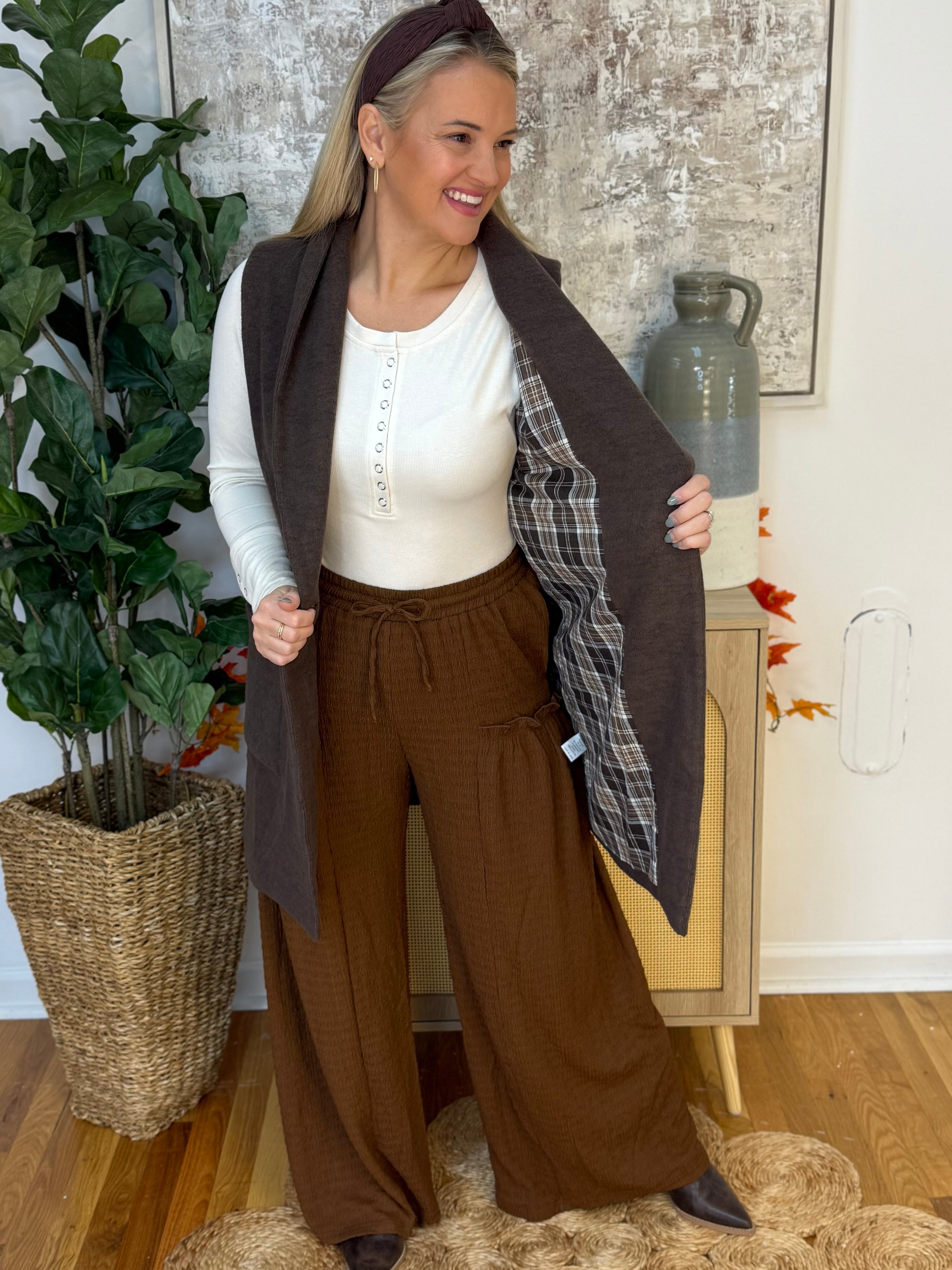 Brushed Long Vest-170 Jackets/Outerwear-Anniewear-The Lovely Closet, Women's Fashion Boutique in Alexandria, KY