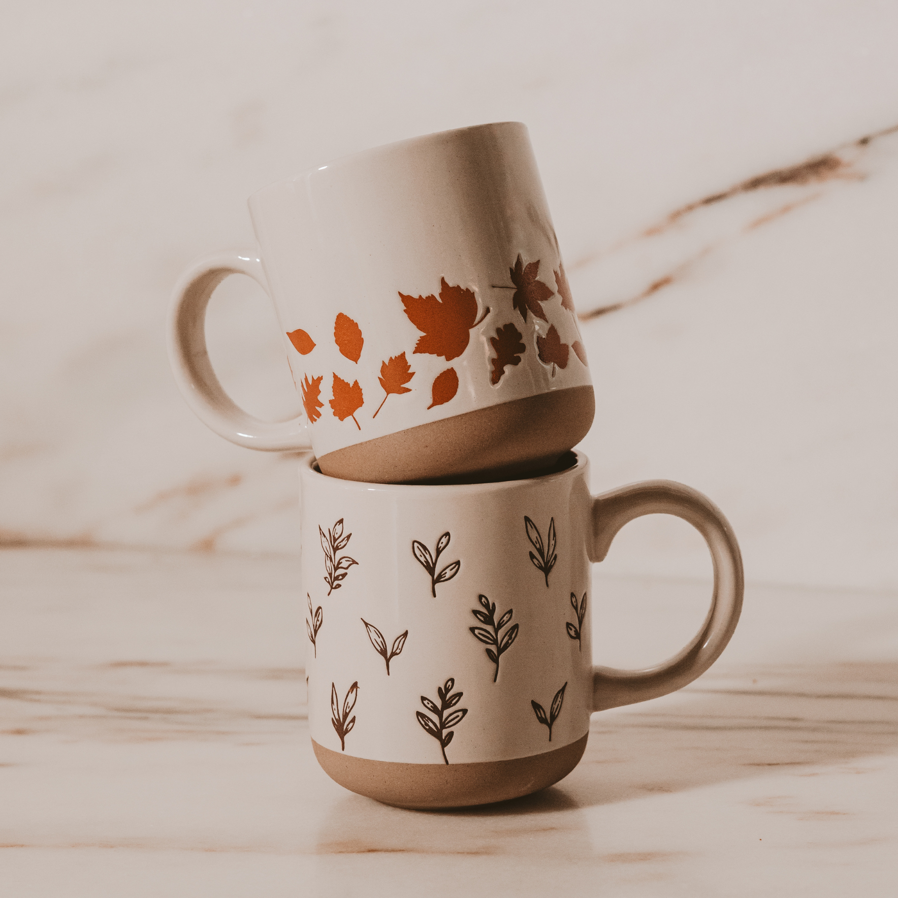 Brown Leaves Stoneware Coffee Mug-310 Gift-Sweet Water Decor-The Lovely Closet, Women's Fashion Boutique in Alexandria, KY