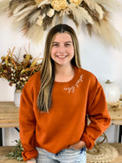 *Pre-Order* Cozy Season Collar Design - Spice Orange-150 Sweatshirts-The Lovely Closet-The Lovely Closet, Women's Fashion Boutique in Alexandria, KY