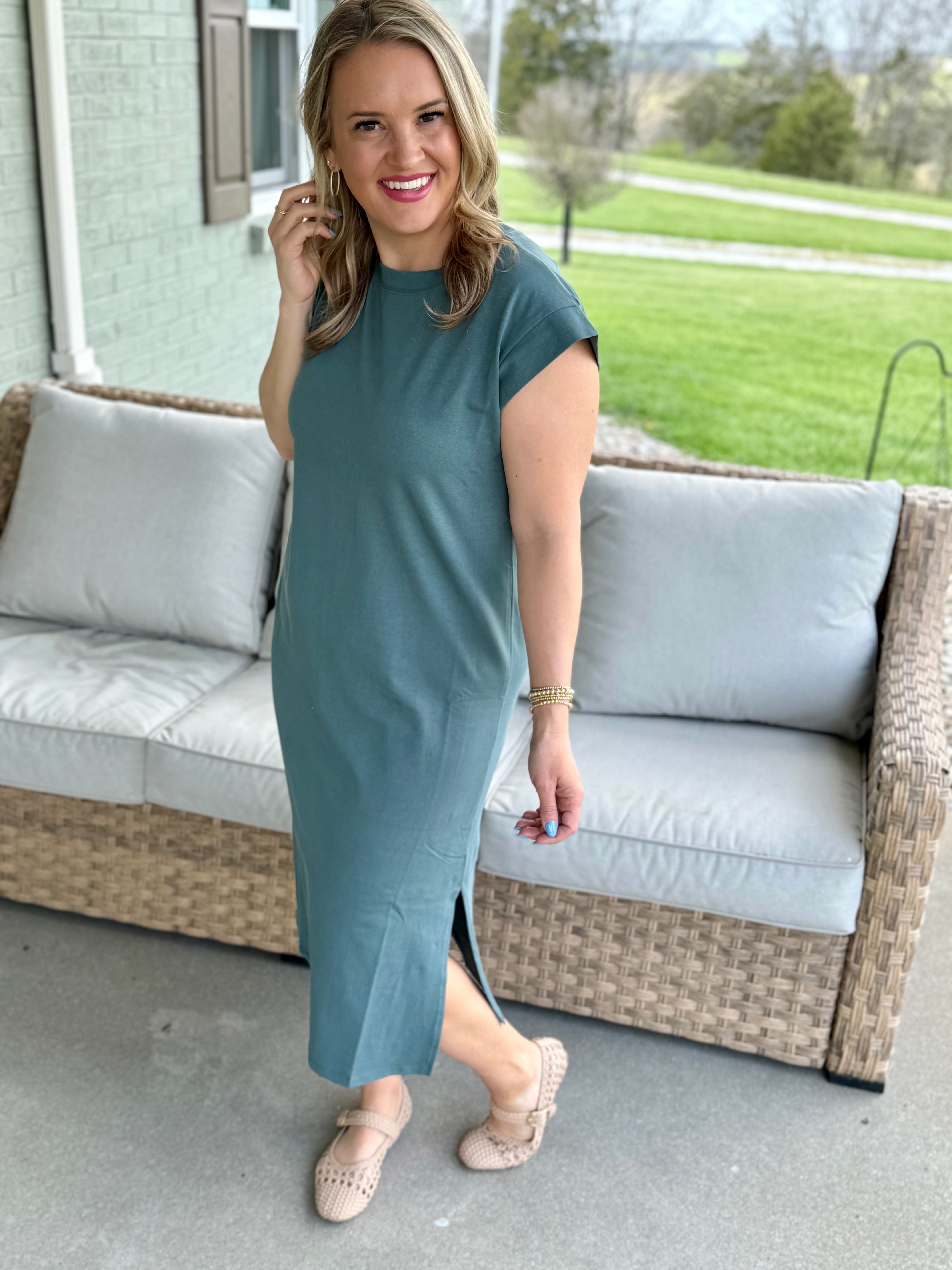Go Anywhere Midi Dress - Jade-The Lovely Closet-The Lovely Closet, Women's Fashion Boutique in Alexandria, KY