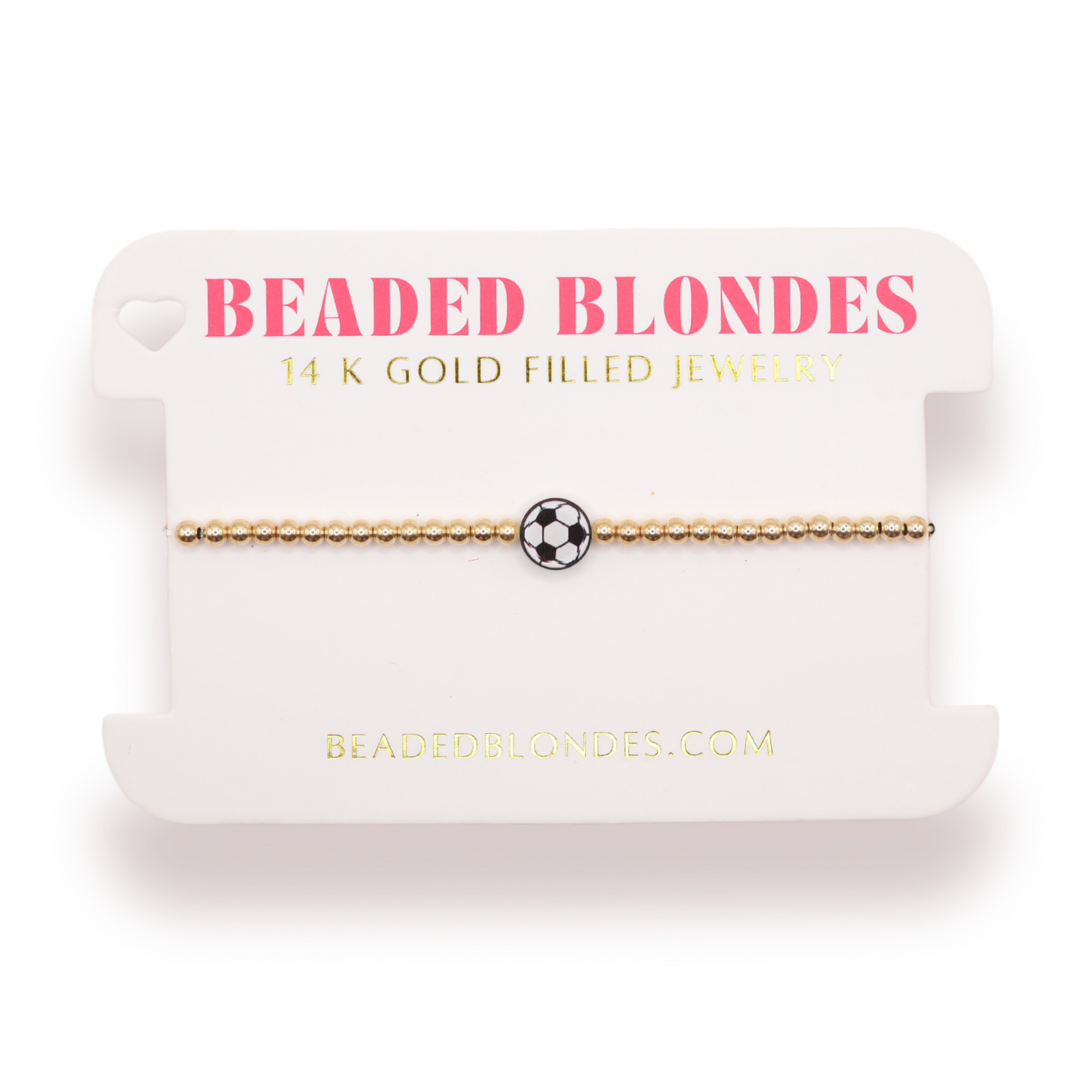 Soccer Ball Bracelet on Gold: Gold / Standard 6.75 inch-bracelets-Beaded Blondes-The Lovely Closet, Women's Fashion Boutique in Alexandria, KY
