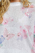 Butterfly Print Sequin Flower Knit Sweater-110 Long Sleeve Top-Pol Clothing-The Lovely Closet, Women's Fashion Boutique in Alexandria, KY