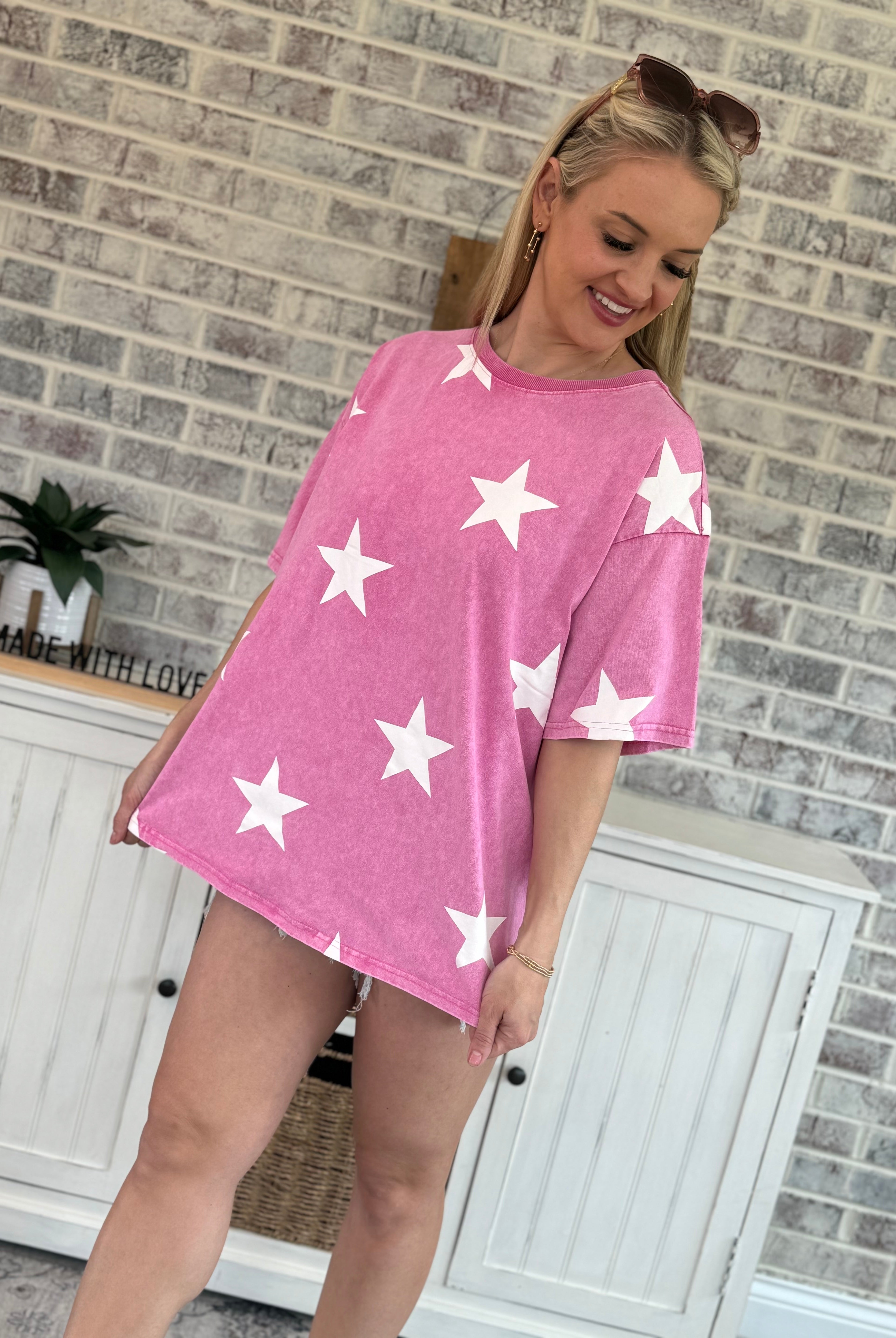 We See You Star Print Top-Tops-The Lovely Closet-The Lovely Closet, Women's Fashion Boutique in Alexandria, KY