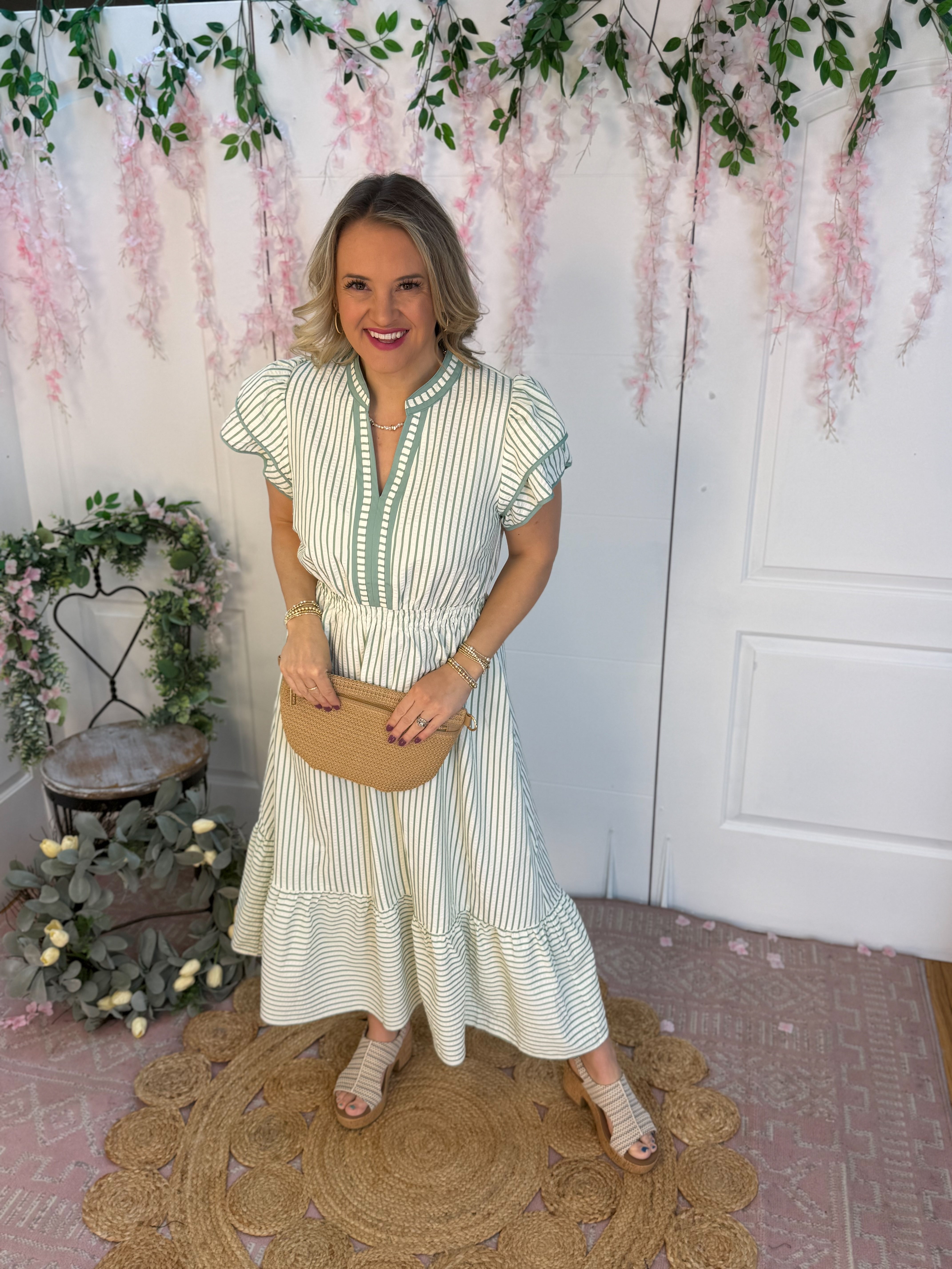 Spring Days Midi Dress - Sage-180 Dresses-Umgee-The Lovely Closet, Women's Fashion Boutique in Alexandria, KY