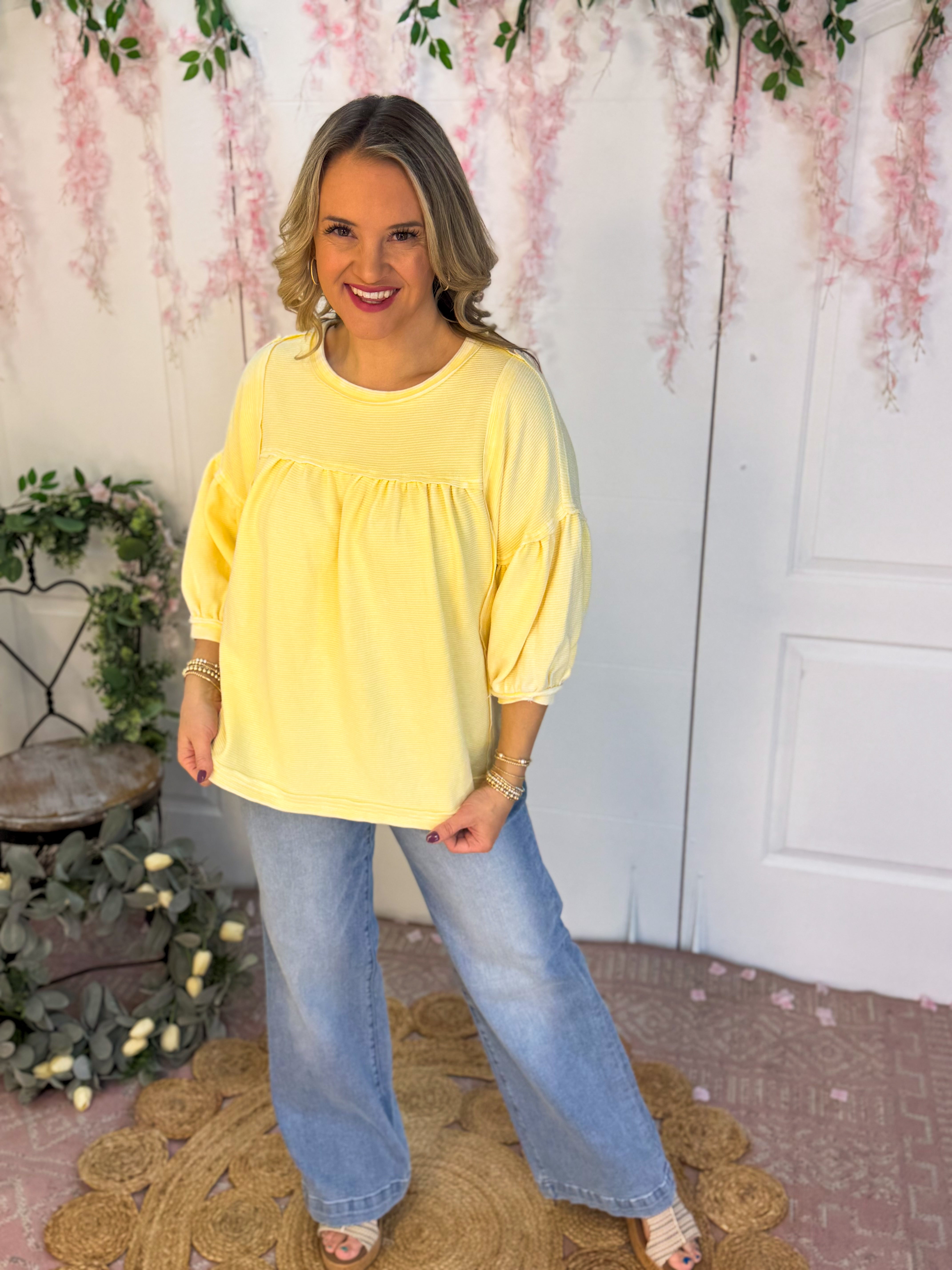 Walking on Sunshine Top-100 Short Sleeve Tops-easel-The Lovely Closet, Women's Fashion Boutique in Alexandria, KY