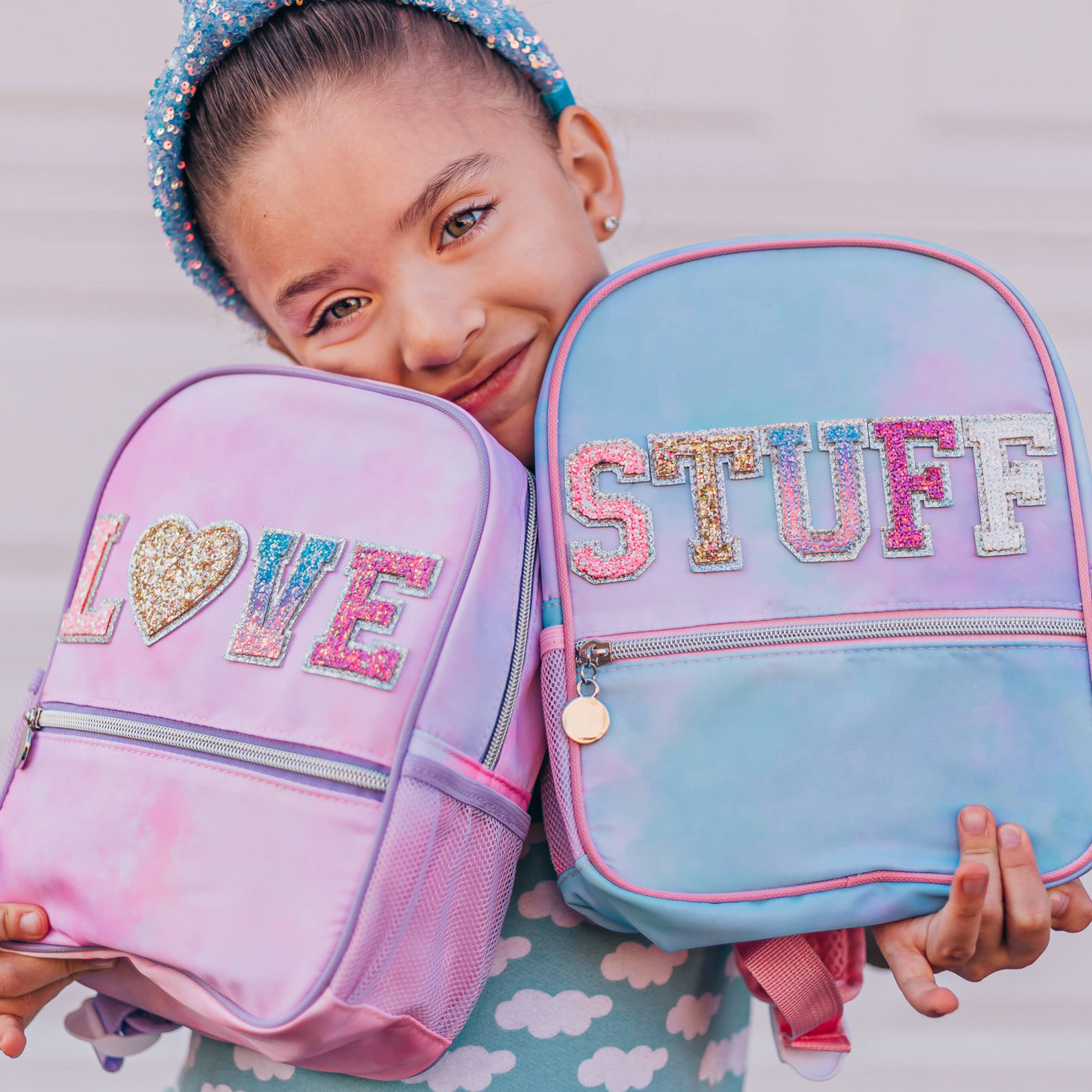 Girls Tie Dye Backpack with Glitter Varsity Letters-360 Carolines Closet-Frog Sac-The Lovely Closet, Women's Fashion Boutique in Alexandria, KY