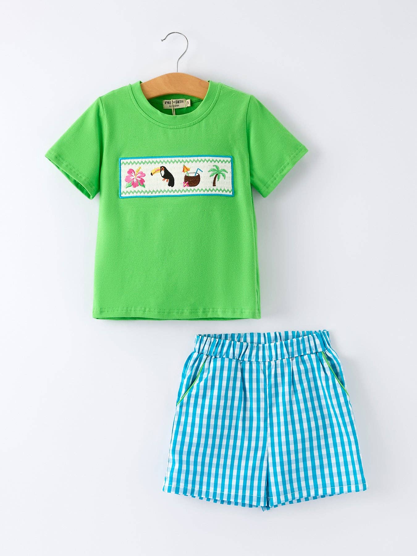 Summer Tropical Embroidered Boys Top/Shorts Set-360 Carolines Closet-Rylee Faith Designs-The Lovely Closet, Women's Fashion Boutique in Alexandria, KY