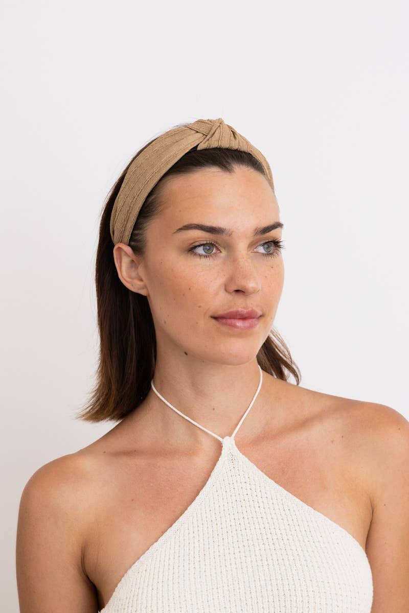 Top Knotted Boho Headband – Mocha-Headband-Leto Accessories-The Lovely Closet, Women's Fashion Boutique in Alexandria, KY