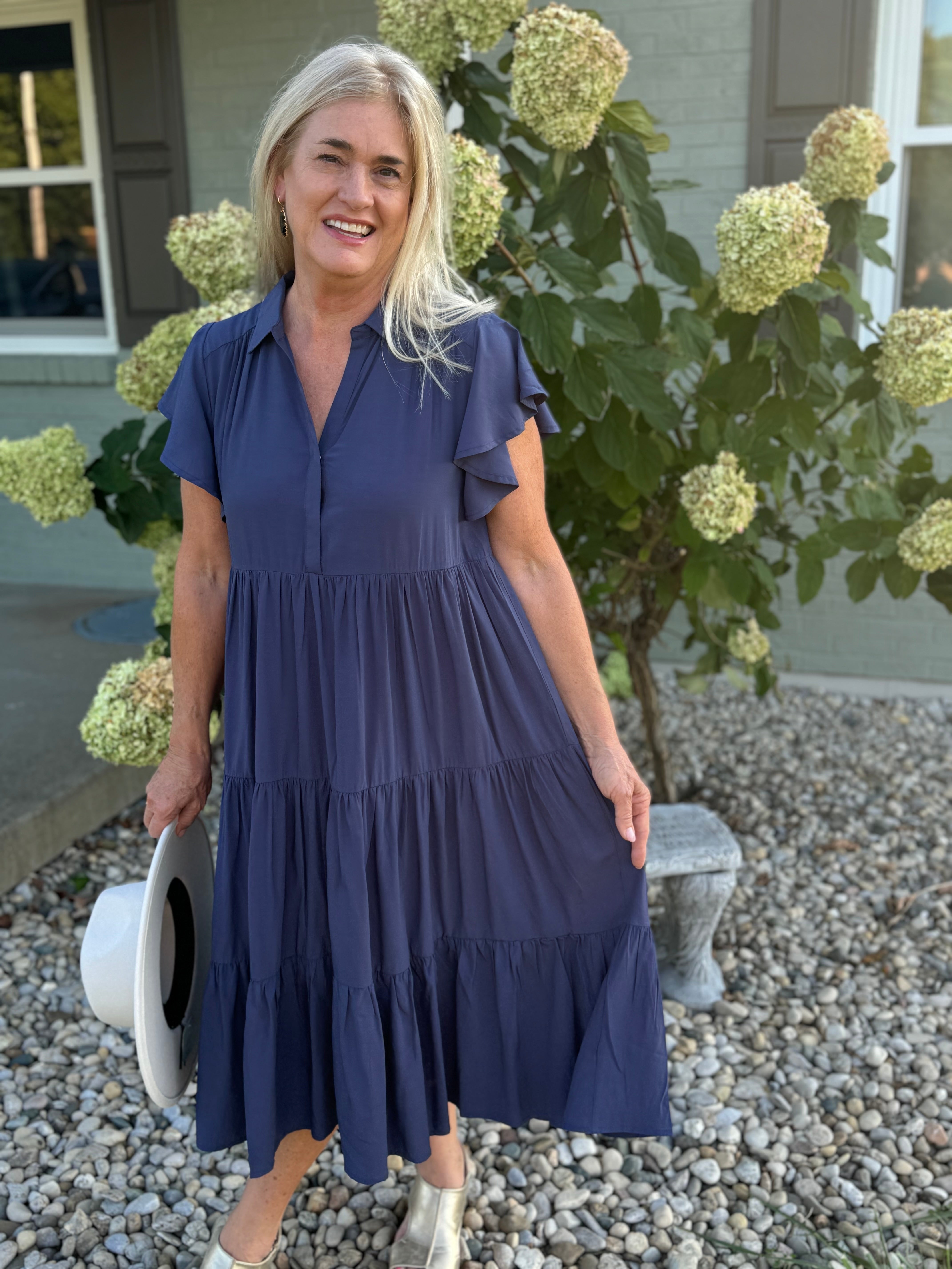 Anticipating Autumn Midi Dress - Navy-180 Dresses-The Lovely Closet-The Lovely Closet, Women's Fashion Boutique in Alexandria, KY