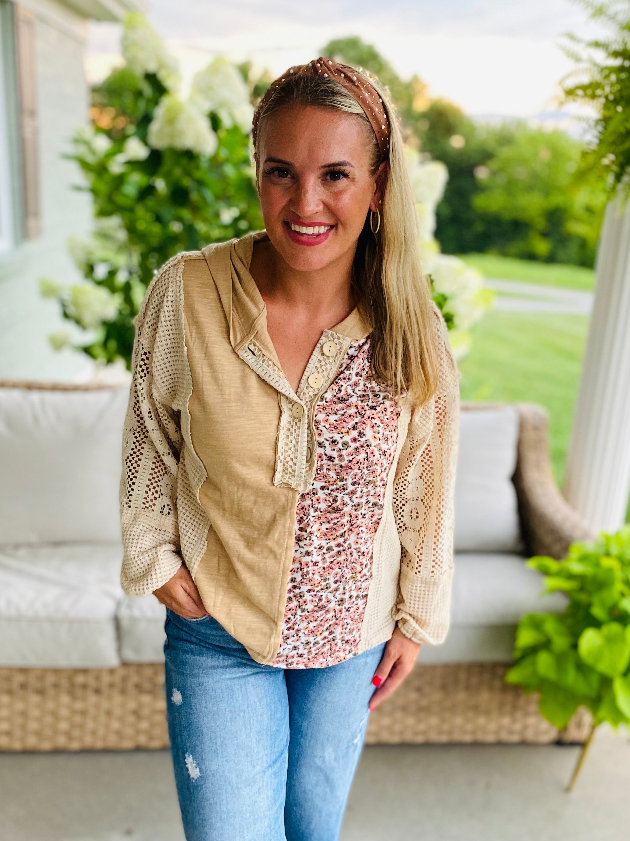 Harvest Lace Hoodie-110 Long Sleeve Top-GIGIO-The Lovely Closet, Women's Fashion Boutique in Alexandria, KY