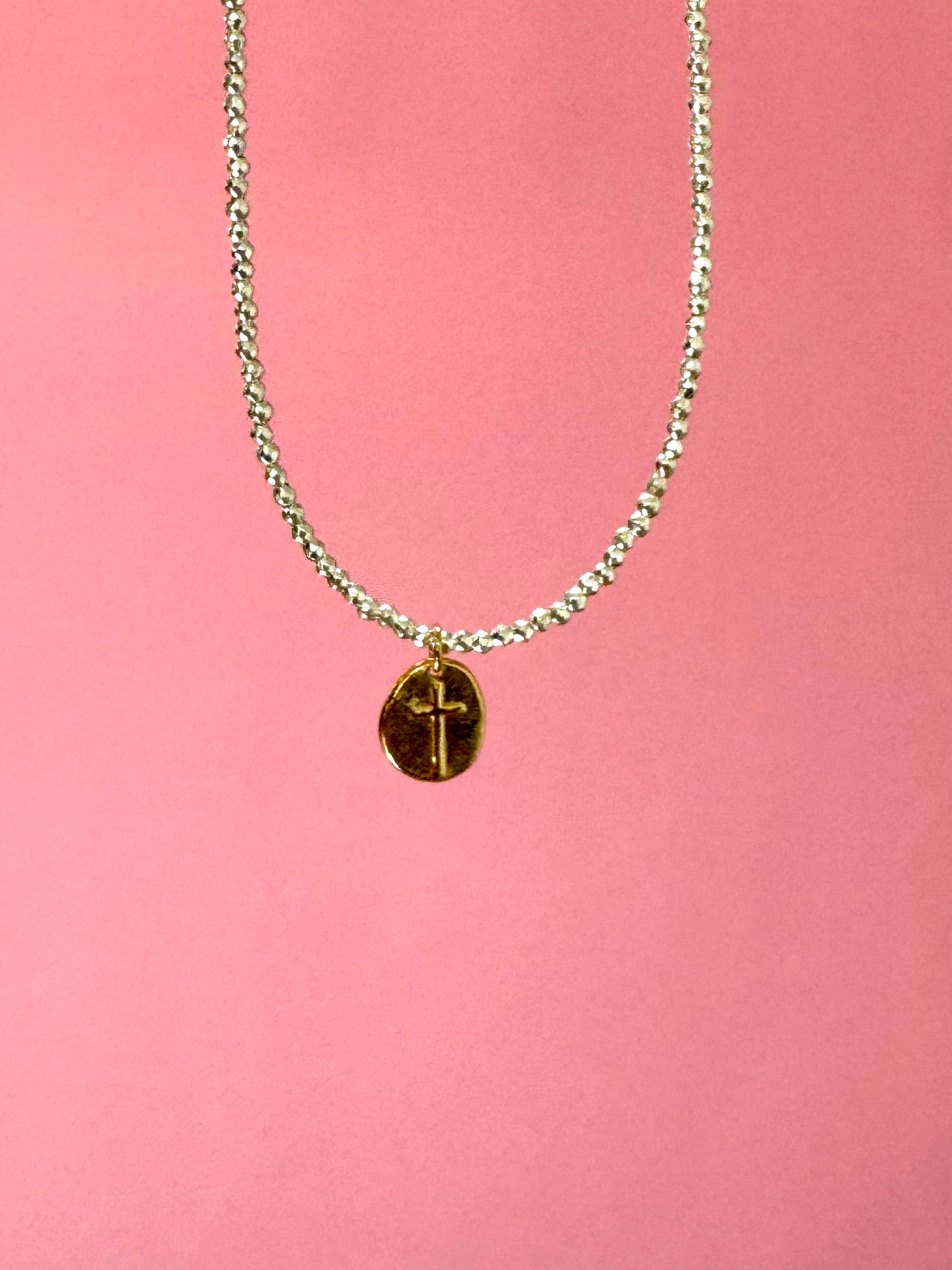 Bright Silver Hematite Choker Inspire Small Gold Charm-260 eNewton-eNewton-The Lovely Closet, Women's Fashion Boutique in Alexandria, KY