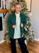 Button Down Plaid Shirt - Green-110 Long Sleeve Top-La Miel-The Lovely Closet, Women's Fashion Boutique in Alexandria, KY
