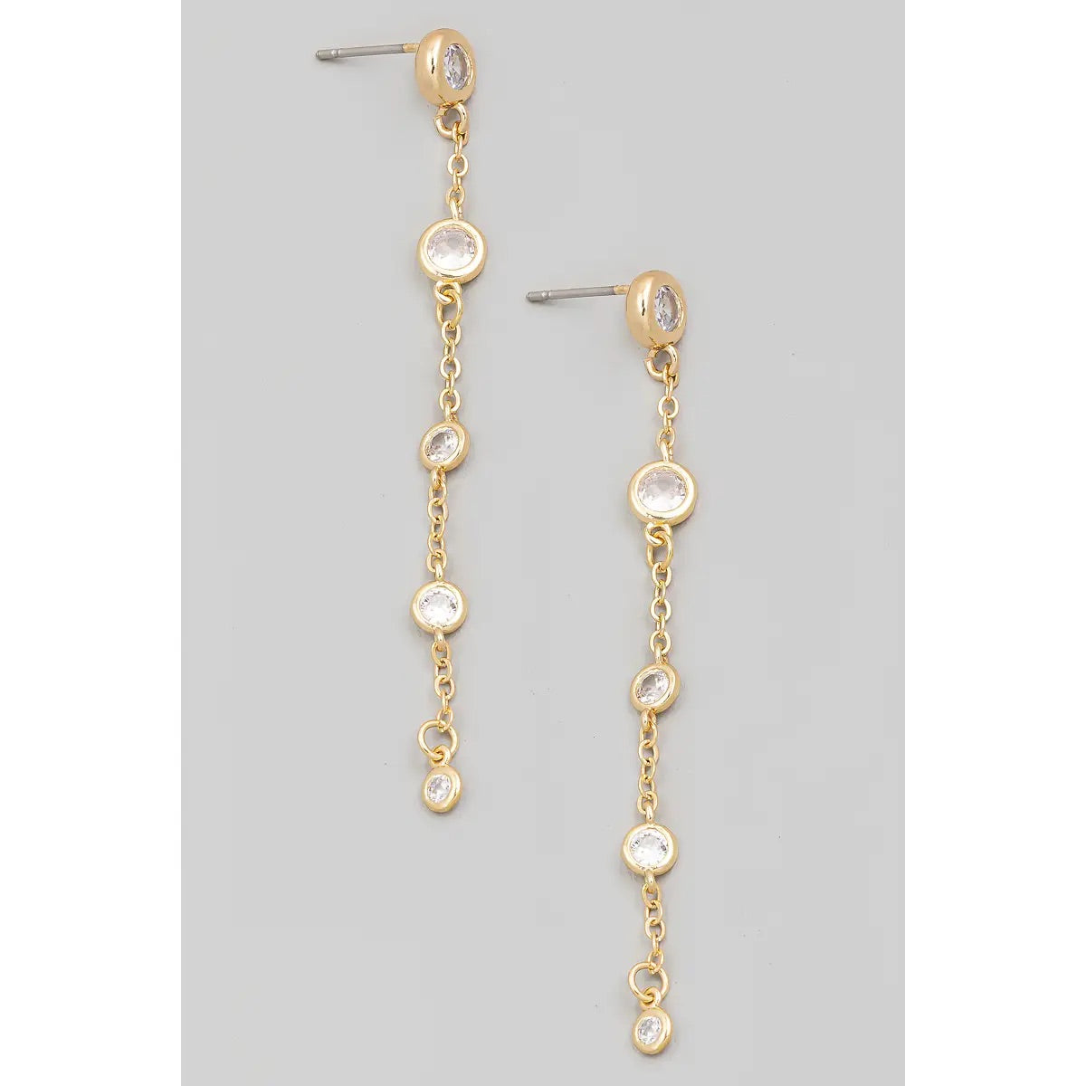 FINAL SALE Rhinestone Stud Gold Drop Earrings-250 Jewelry-Fame-The Lovely Closet, Women's Fashion Boutique in Alexandria, KY