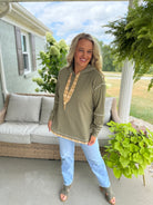 WAFFLE KNIT PLAID DETAIL HOODED PULLOVER-110 Long Sleeve Top-Doe and Rae-The Lovely Closet, Women's Fashion Boutique in Alexandria, KY