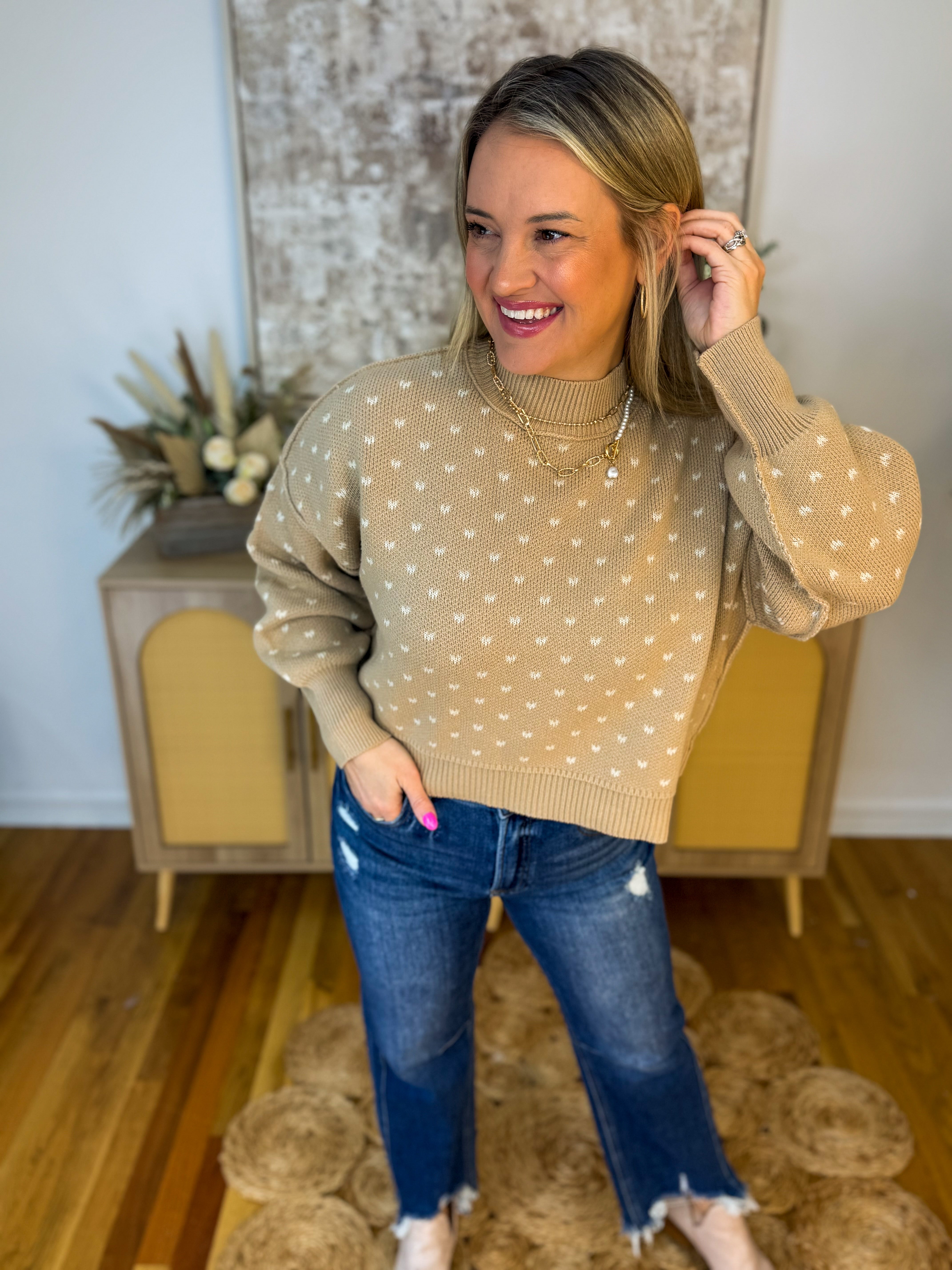 Subtle Heart Sweater-140 Sweaters-Blu Pepper-The Lovely Closet, Women's Fashion Boutique in Alexandria, KY