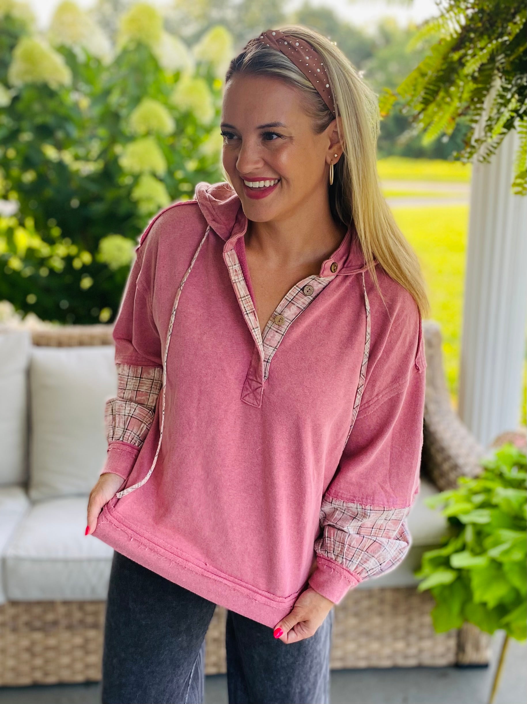 Berry Patch Hooded Pullover-110 Long Sleeve Top-easel-The Lovely Closet, Women's Fashion Boutique in Alexandria, KY