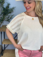 All in the Details Top - Cream-100 Short Sleeve Tops-The Lovely Closet-The Lovely Closet, Women's Fashion Boutique in Alexandria, KY