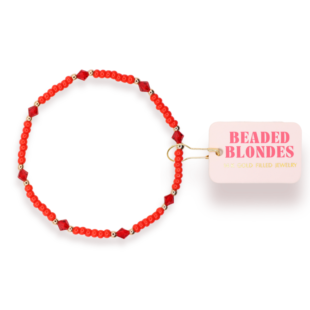 Eleanor Bracelet in Bright Red: Standard 6.75 inch-bracelets-Beaded Blondes-The Lovely Closet, Women's Fashion Boutique in Alexandria, KY