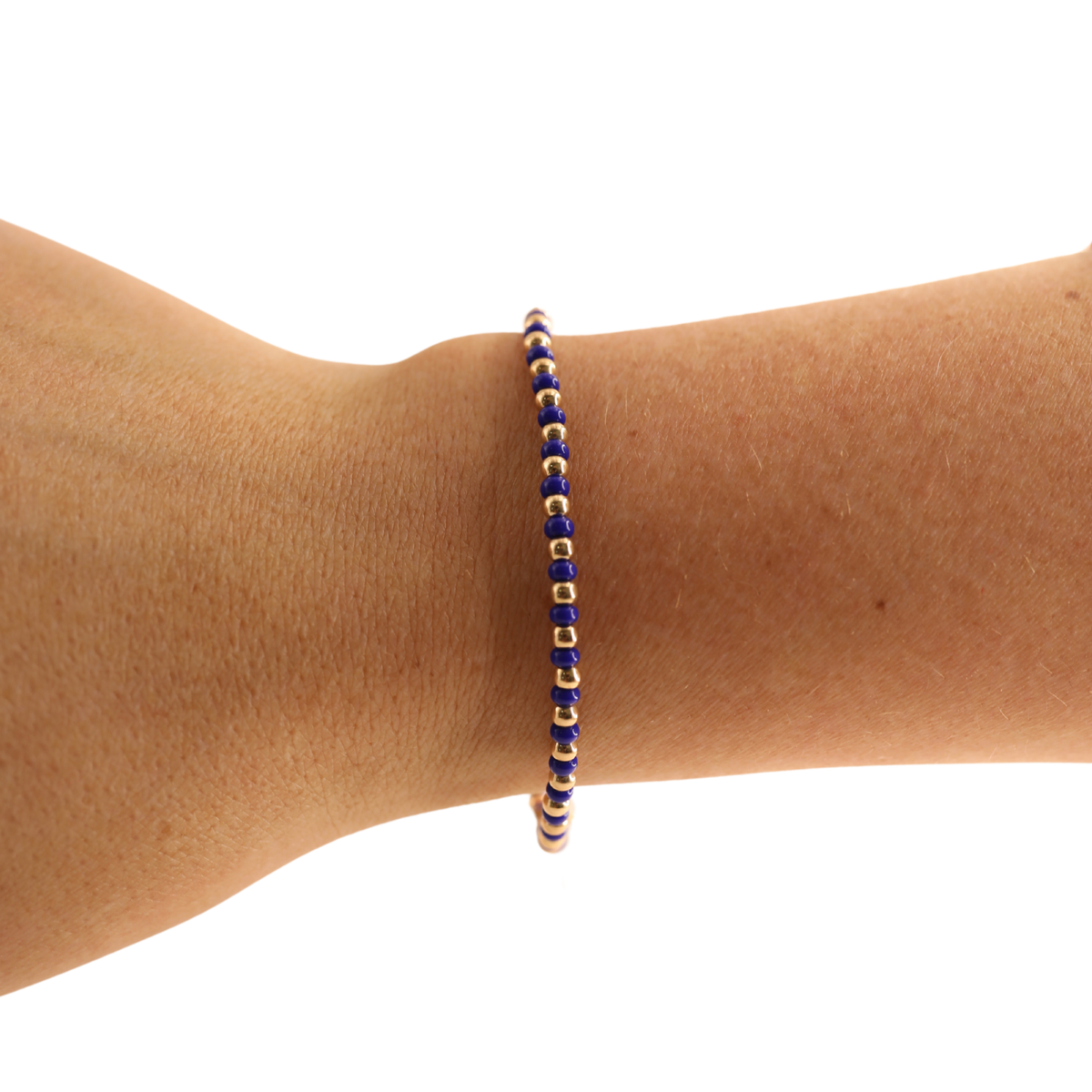 Cobalt Blue Demi Bracelet: Gold / Standard 6.75 inch-bracelet-Beaded Blondes-The Lovely Closet, Women's Fashion Boutique in Alexandria, KY